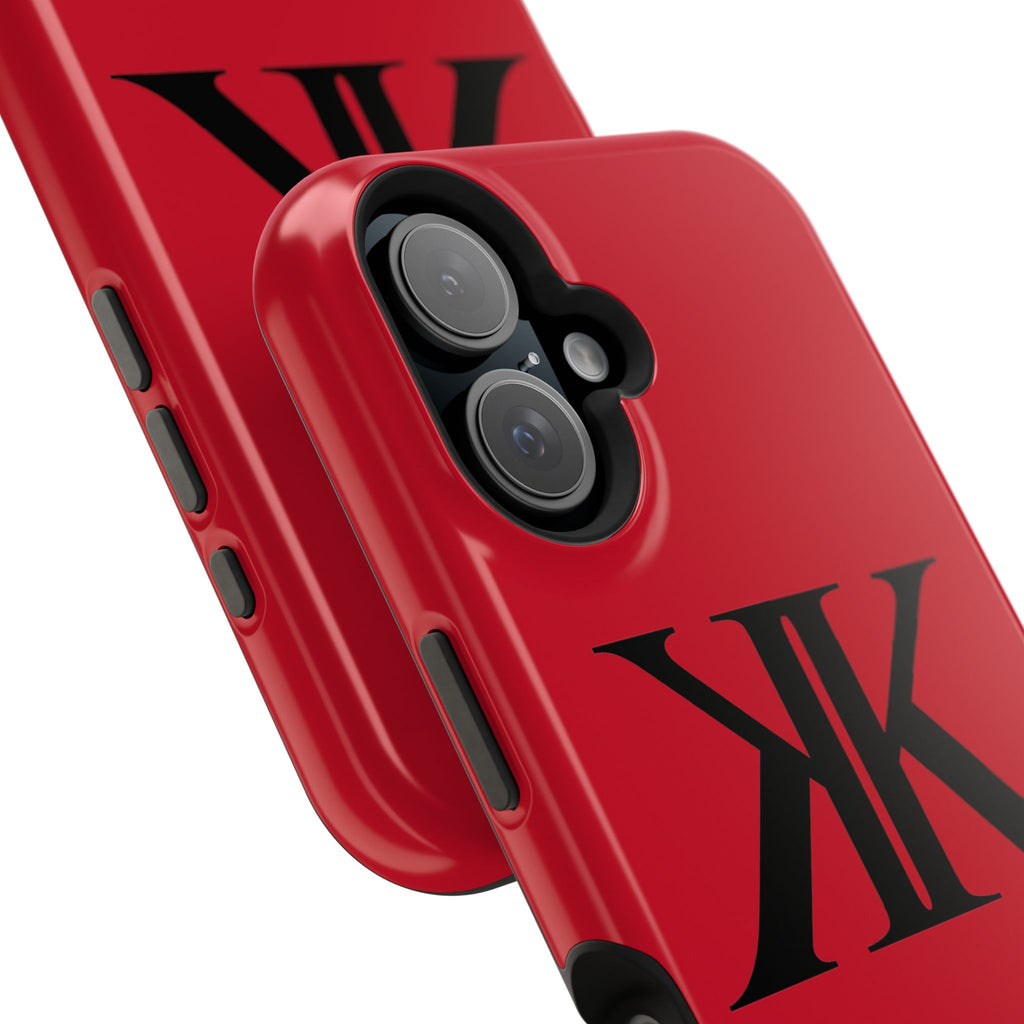 Magnetic Impact-Resistant RED Case with Bold KK Monogram