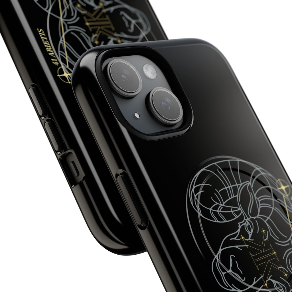 Aether Collection BLACK Aries Tough Magnetic Phone Case — Minimal Zodiac Design