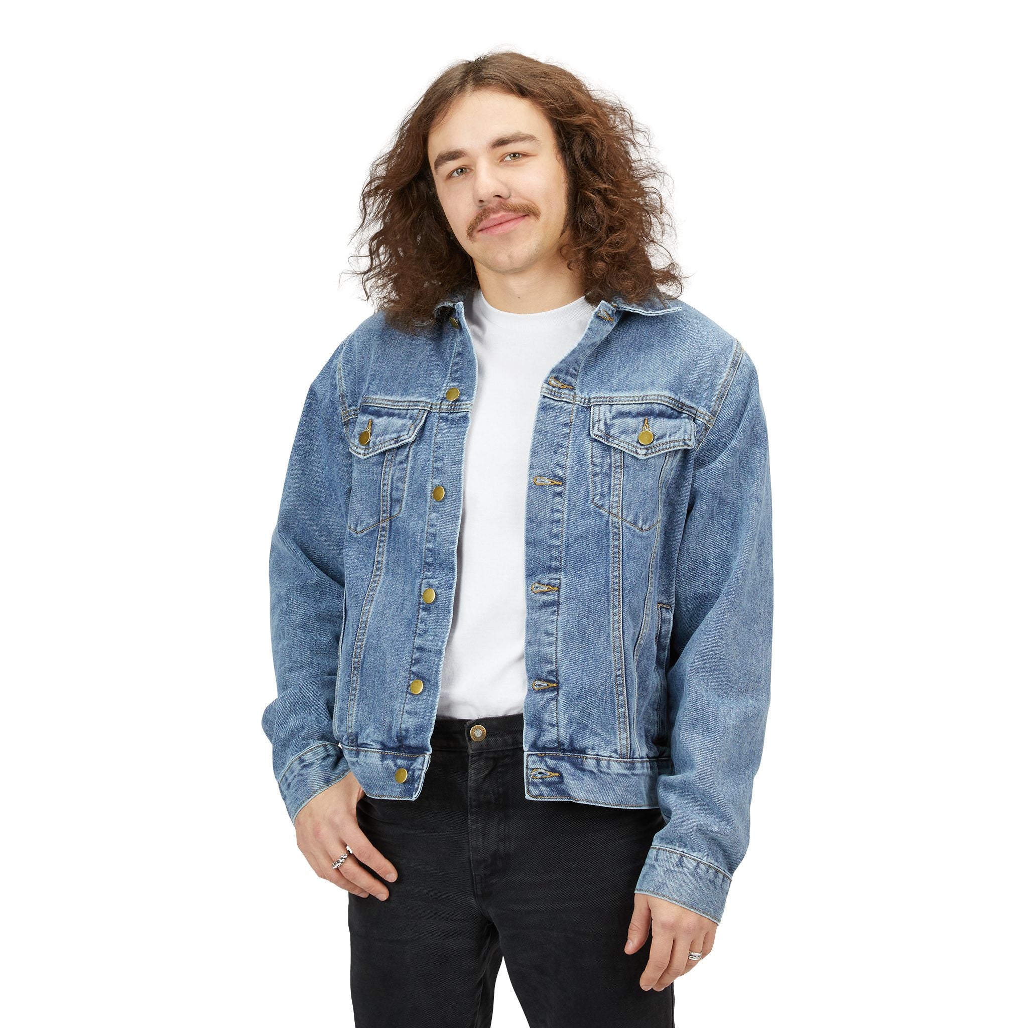 Men's Denim Jacket with Minimalist KK Logo — Classic Casual Jean Jacket