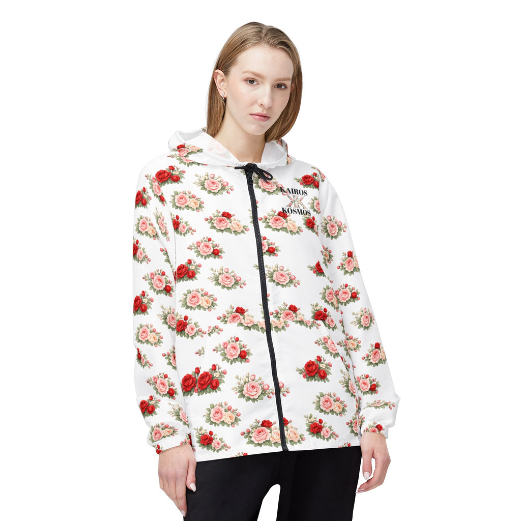 Anthos Collection Floral Rose Panel Windbreaker Jacket