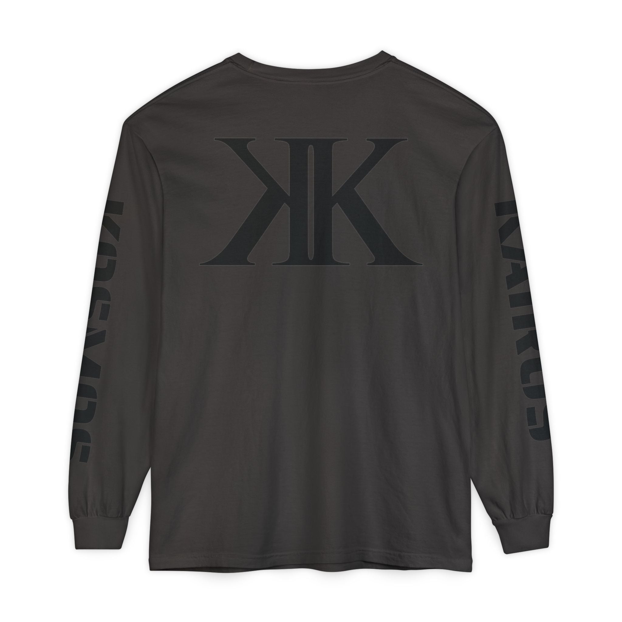 KOSMOS Monogram Uni-Sex Long Sleeve Tee — Bold Black Logo Sleeve Shirt