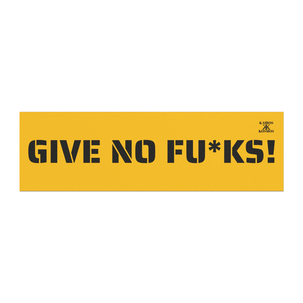 Kairos Kosmos Car Magnet Yellow — "GIVE NO FU*KS!" Bold Black Vinyl Décor