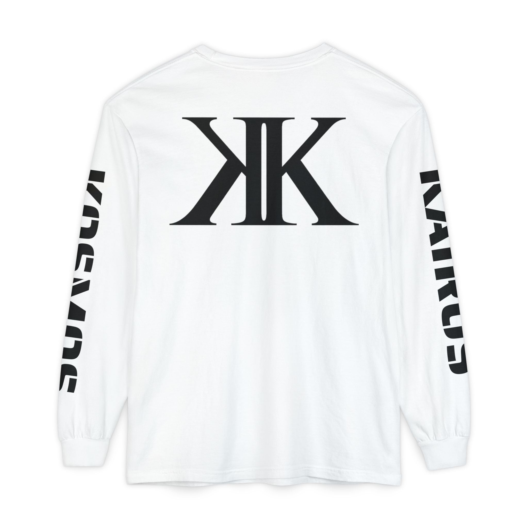 KOSMOS Monogram Uni-Sex Long Sleeve Tee — Bold Black Logo Sleeve Shirt