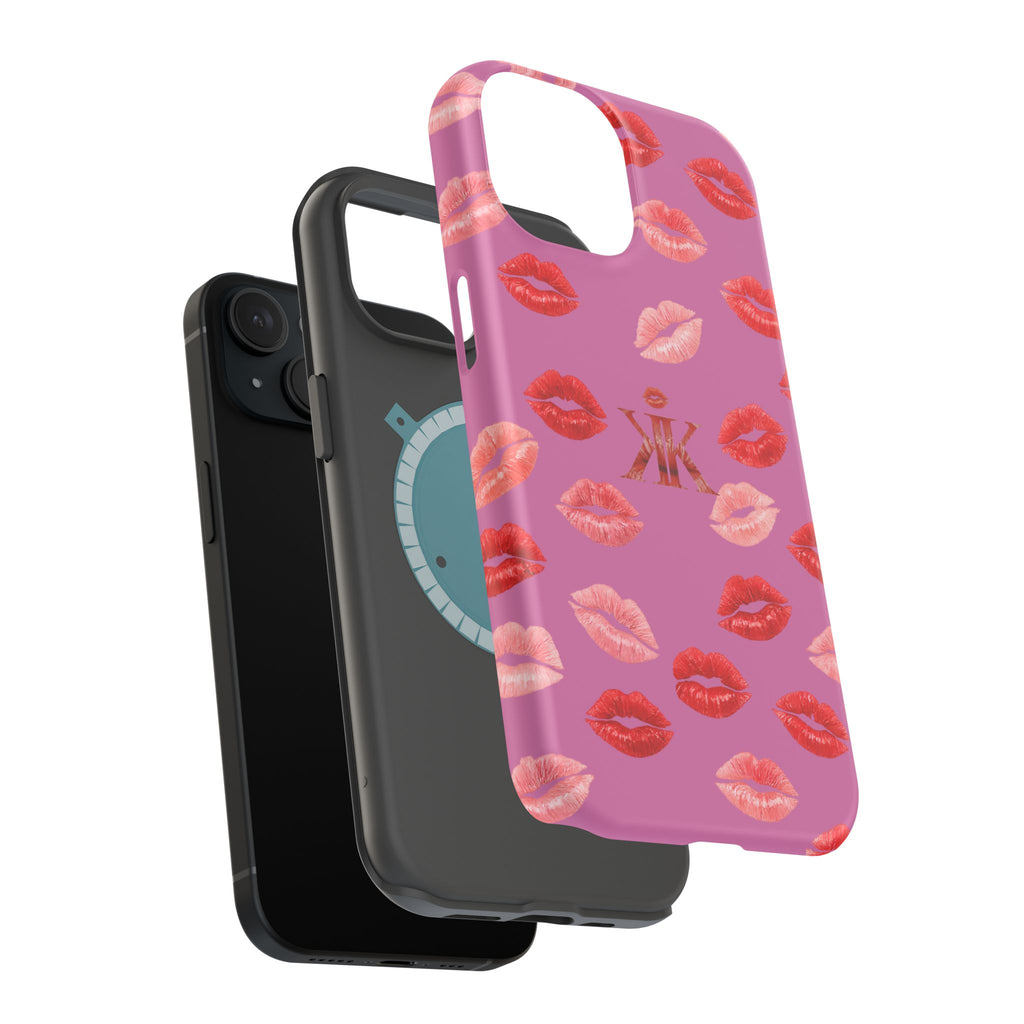 Psyche Collection Light Pink - Kiss Pattern Magnetic Impact Phone Case