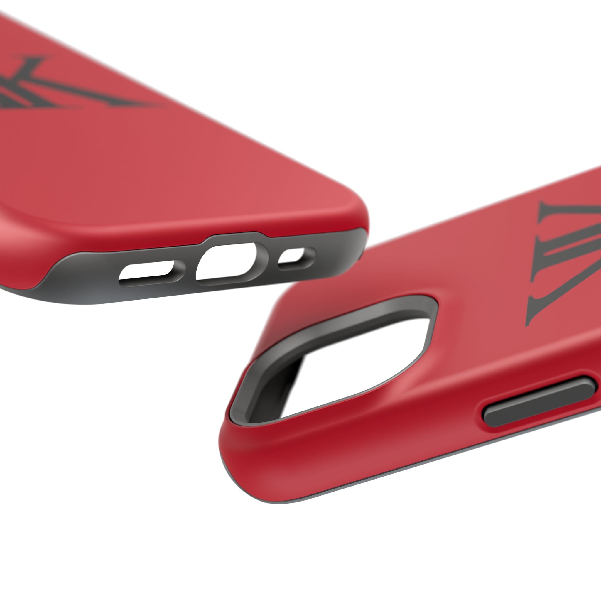 Magnetic Impact-Resistant RED Case with Bold KK Monogram