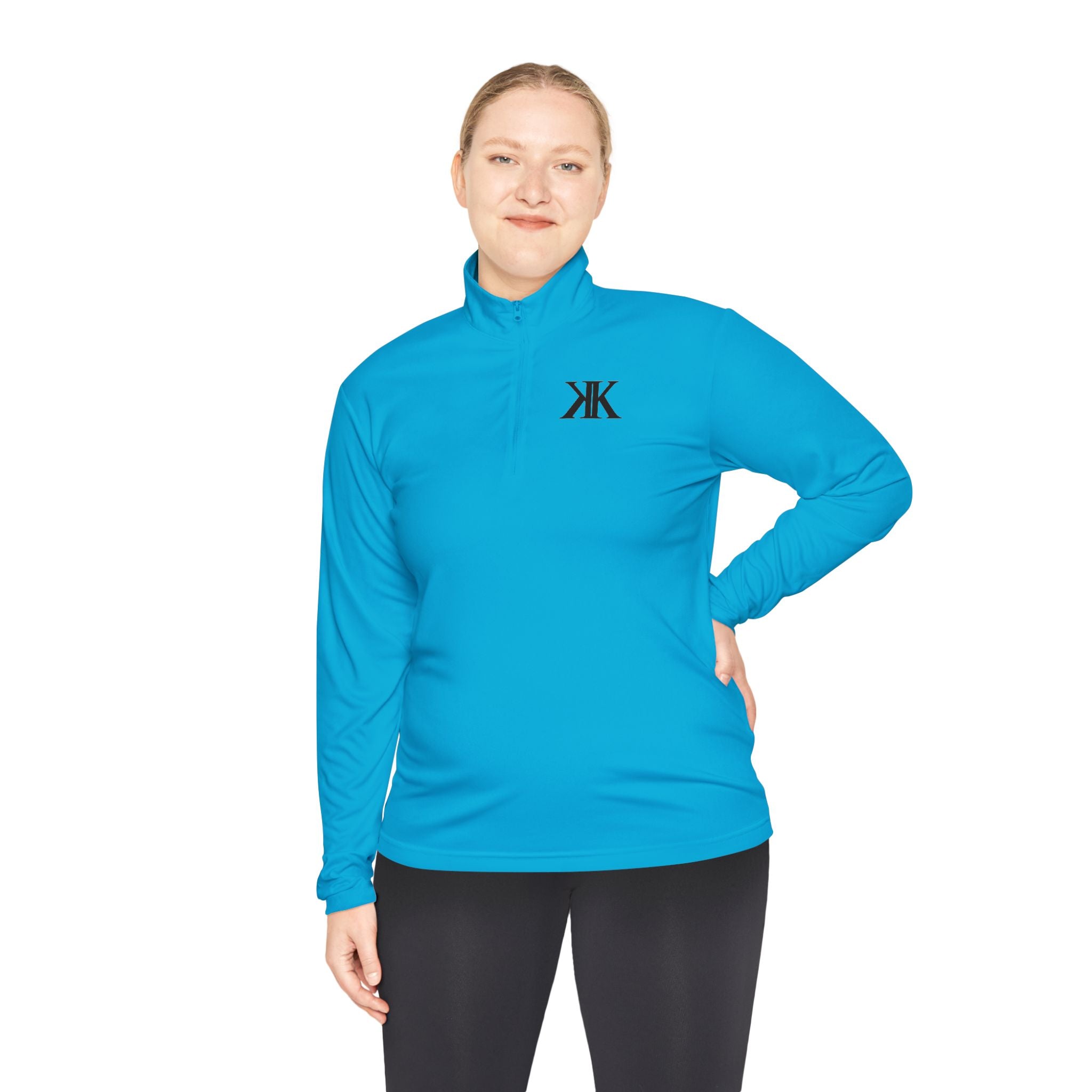 Quarter-Zip Pullover — Minimal Black KK Logo Athletic Pullover