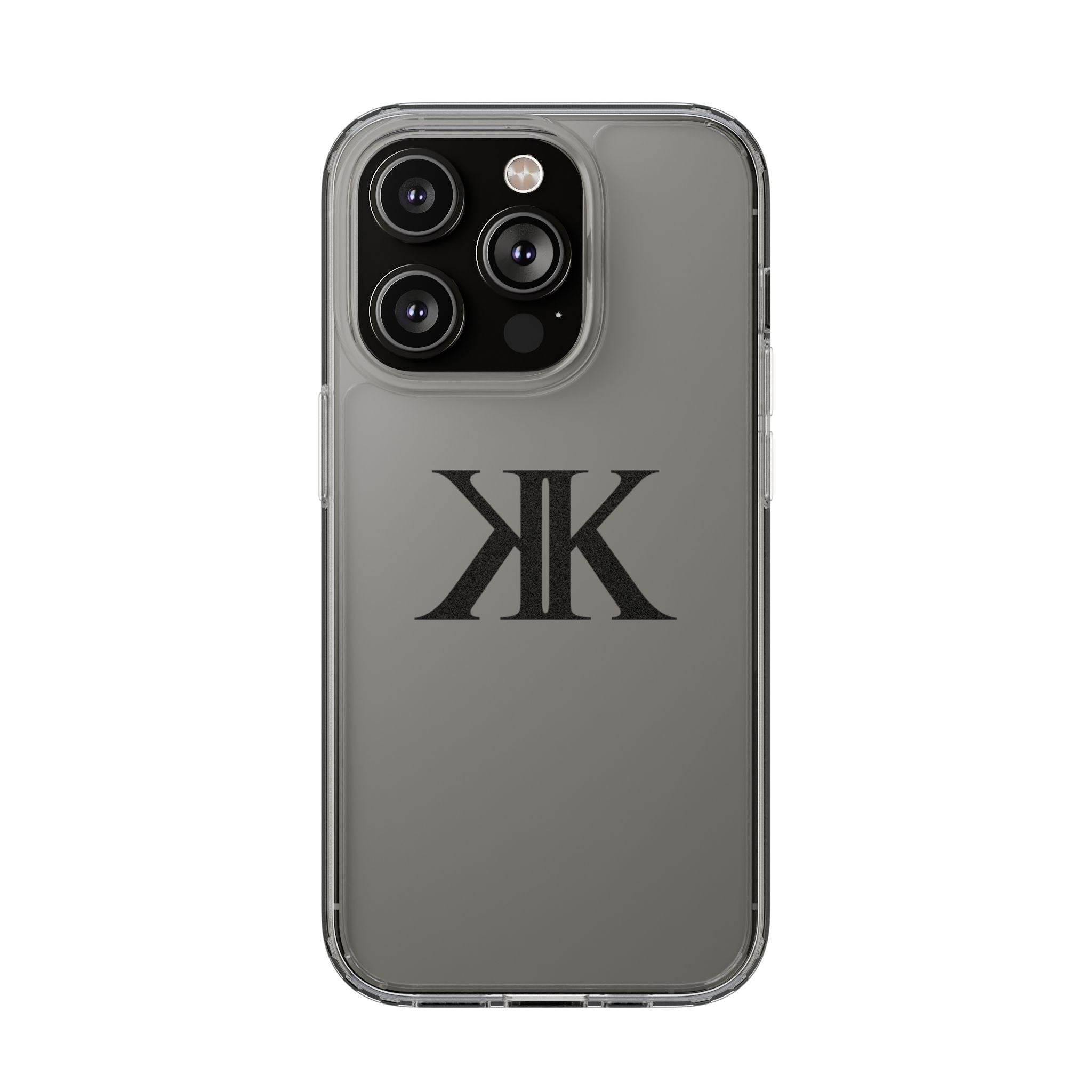 Kairos Kosmos Clear Phone Case — Minimal Black KK Monogram