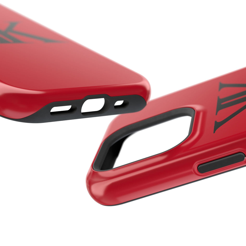 Magnetic Impact-Resistant RED Case with Bold KK Monogram