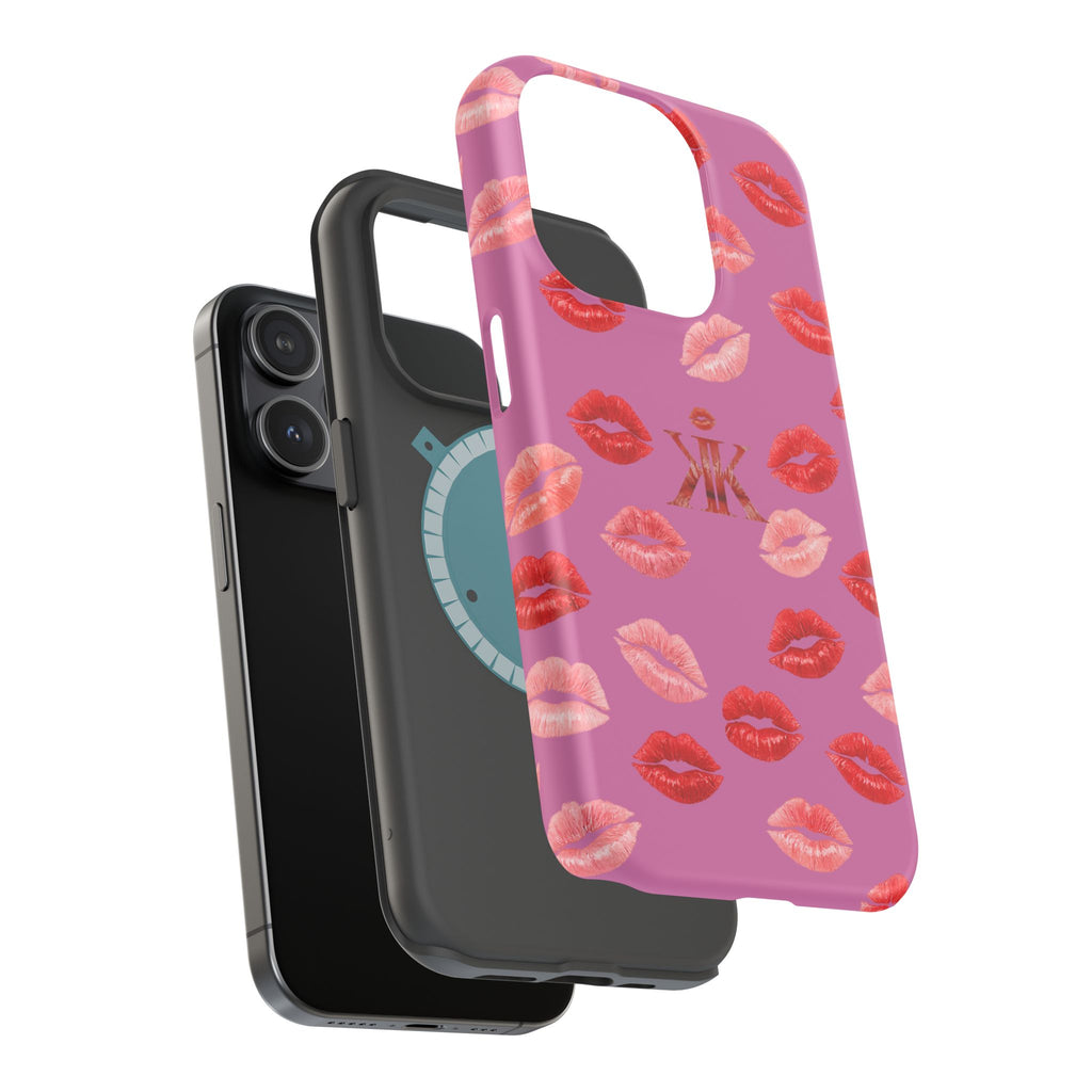 Psyche Collection Light Pink - Kiss Pattern Magnetic Impact Phone Case