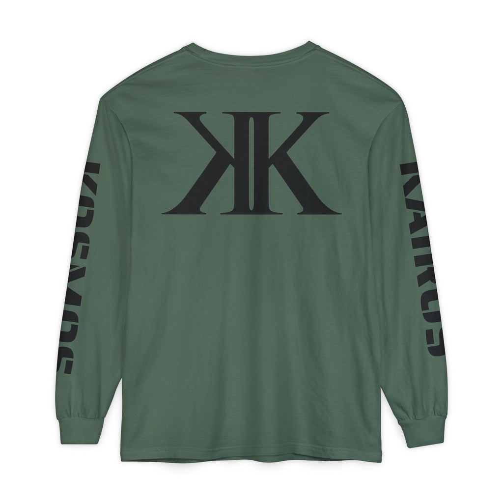 KOSMOS Monogram Uni-Sex Long Sleeve Tee — Bold Black Logo Sleeve Shirt