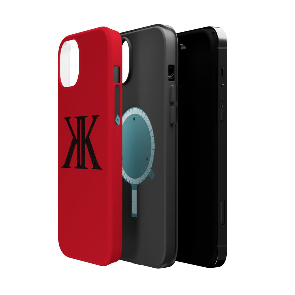 Magnetic Impact-Resistant RED Case with Bold KK Monogram