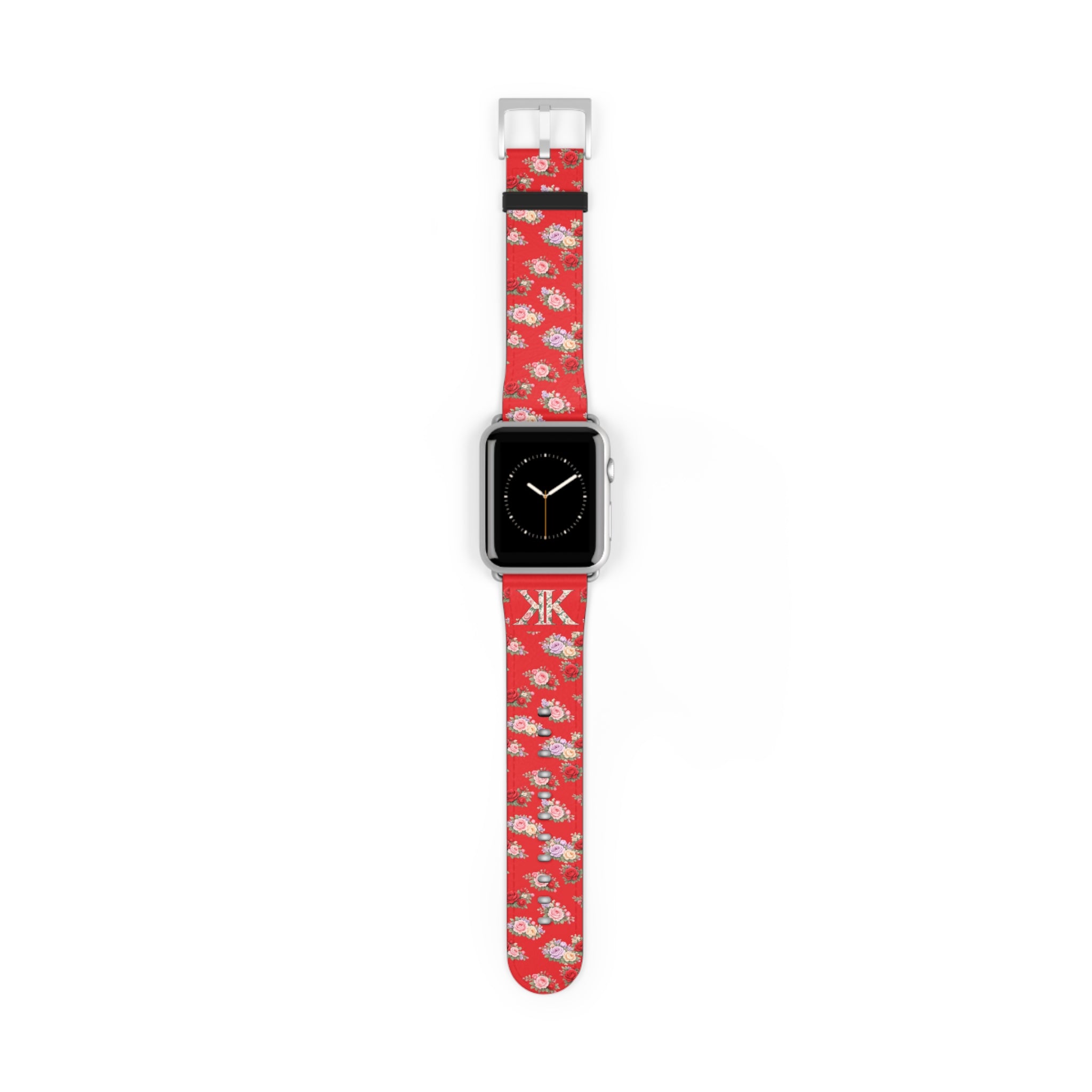 Anthos Collection RED Floral Vintage Watch Band — Apple Watch Strap