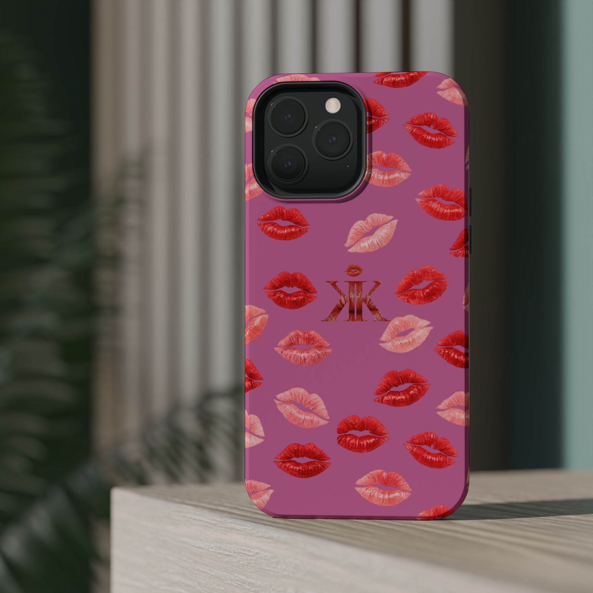 Psyche Collection Light Pink - Kiss Pattern Magnetic Impact Phone Case