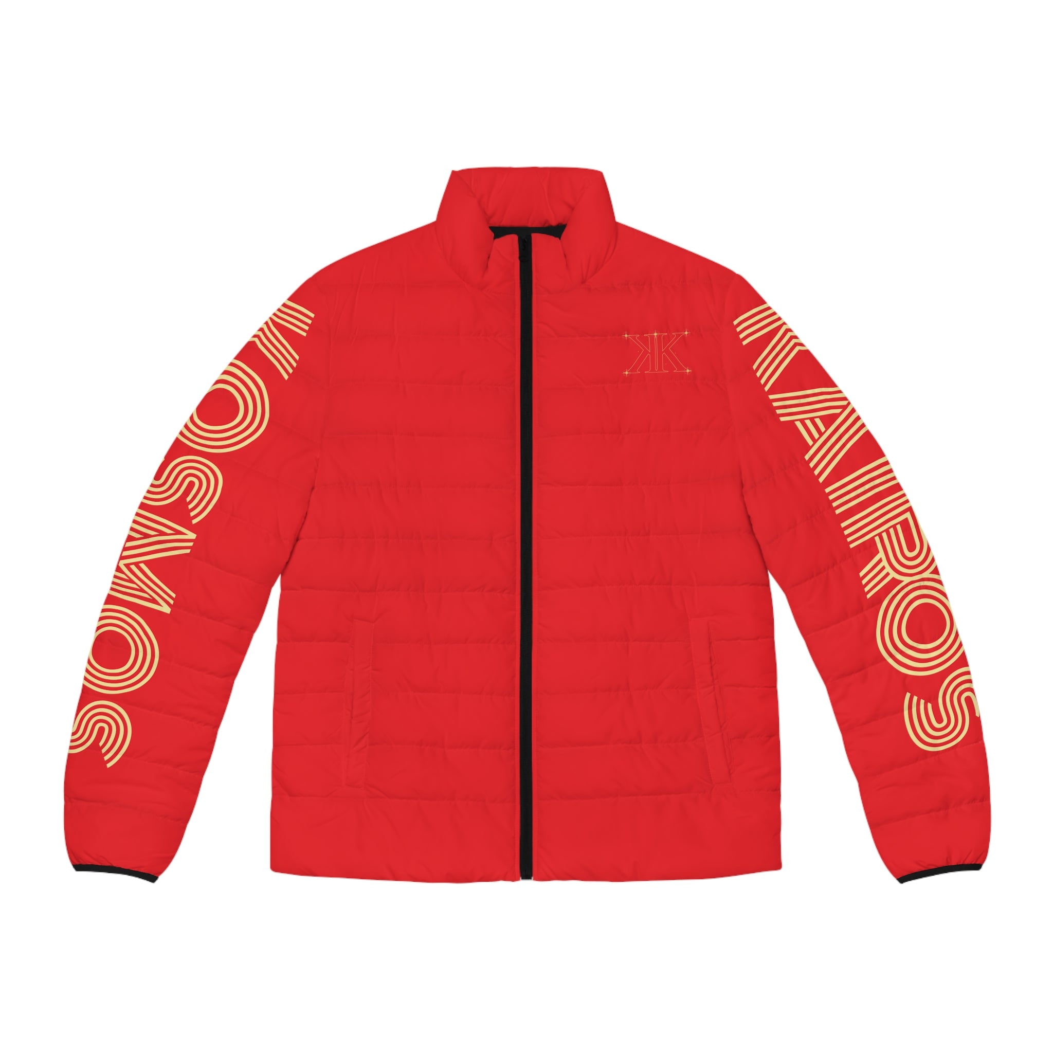 Aether Collection RED Aries Puffer Jacket – Zodiac Ram Graphic Men's Jacket