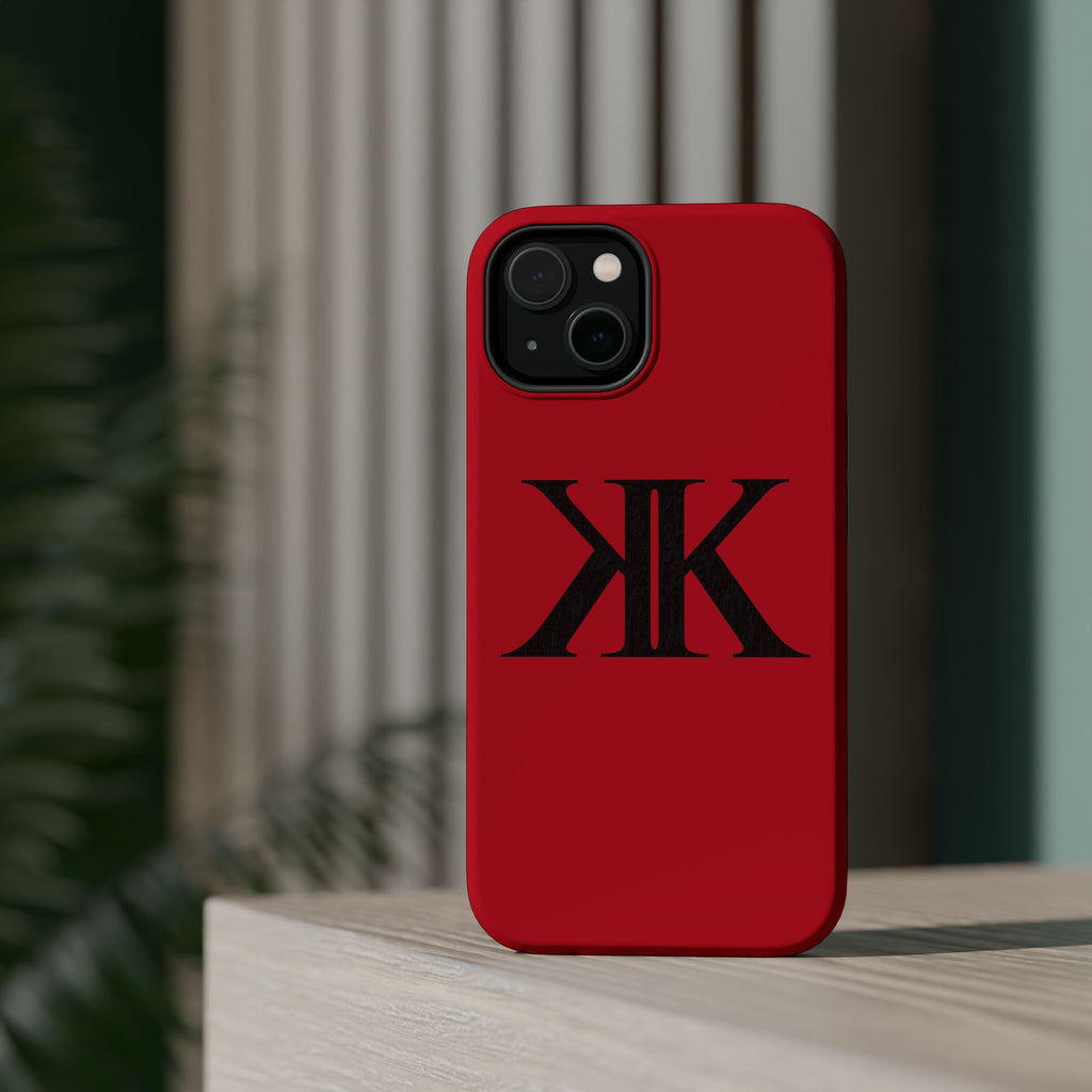 Magnetic Impact-Resistant RED Case with Bold KK Monogram