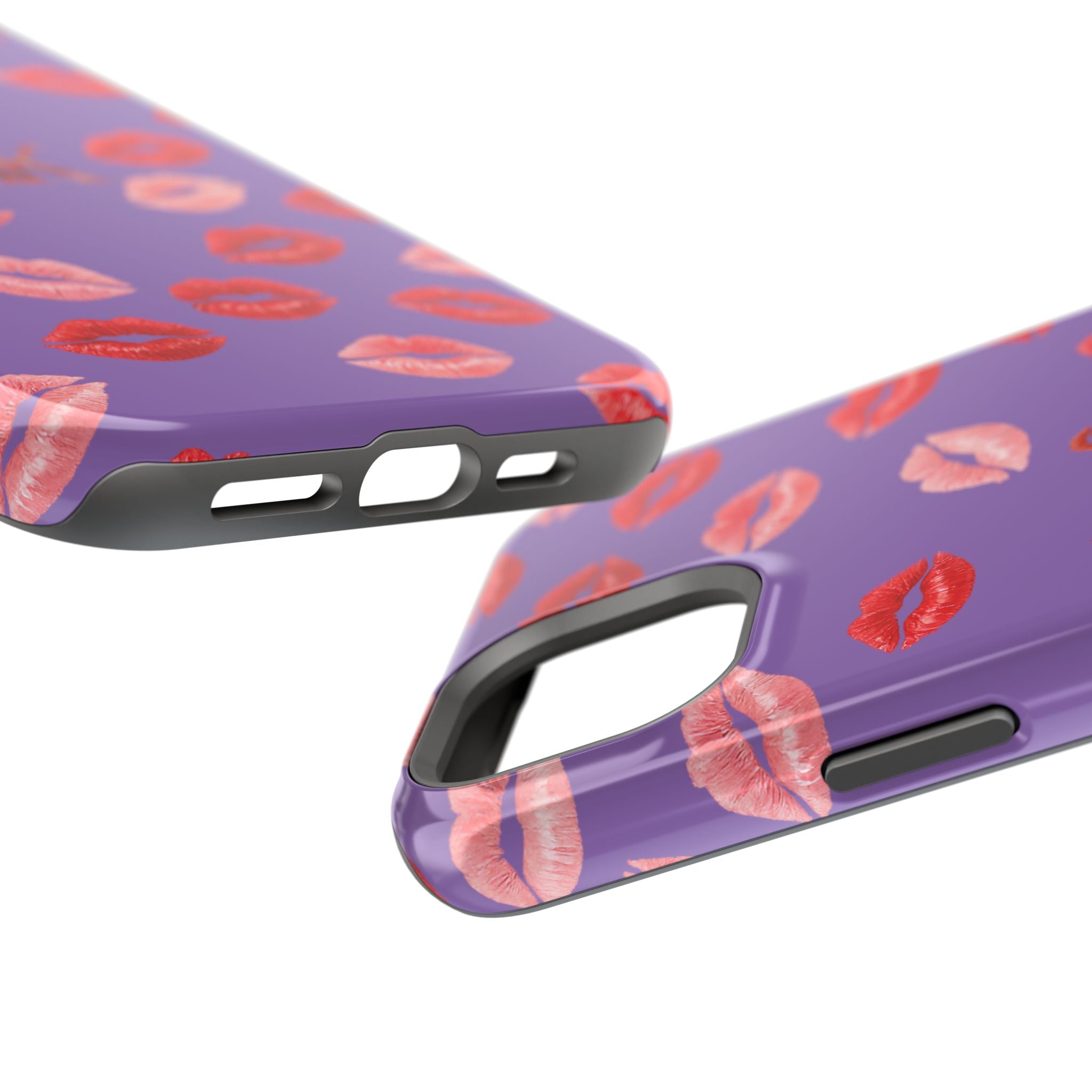 Psyche Collection Light Purple - Kiss Pattern Magnetic Impact Phone Case