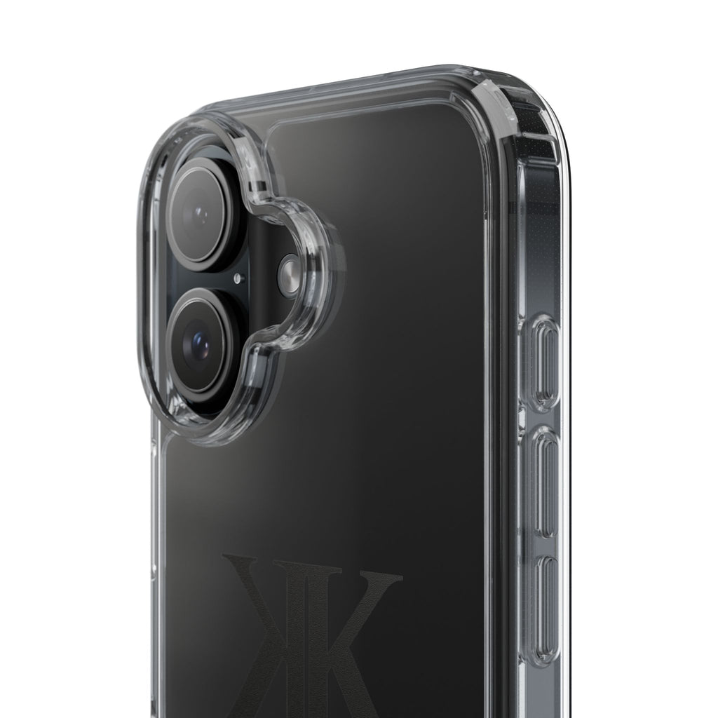 Kairos Kosmos Clear Phone Case — Minimal Black KK Monogram