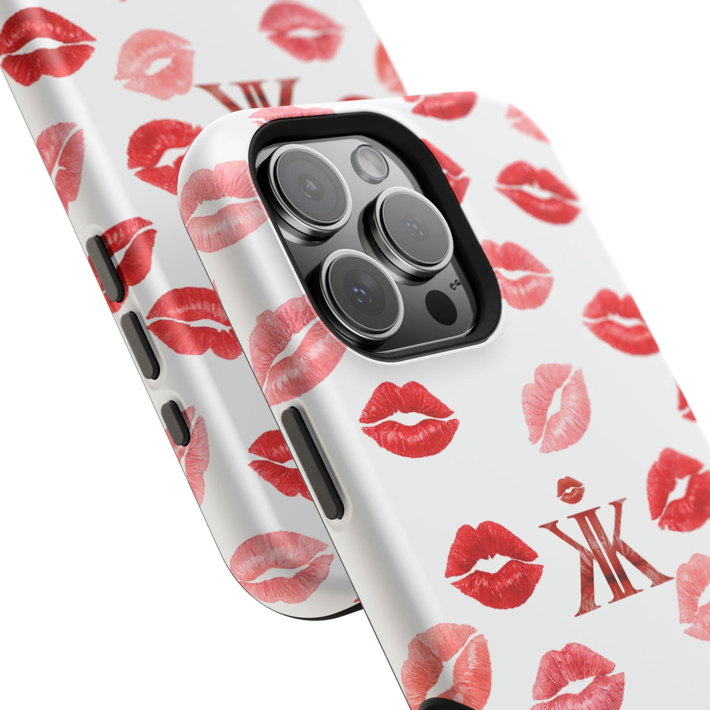 Psyche Collection White - Kiss Pattern Magnetic Impact Phone Case