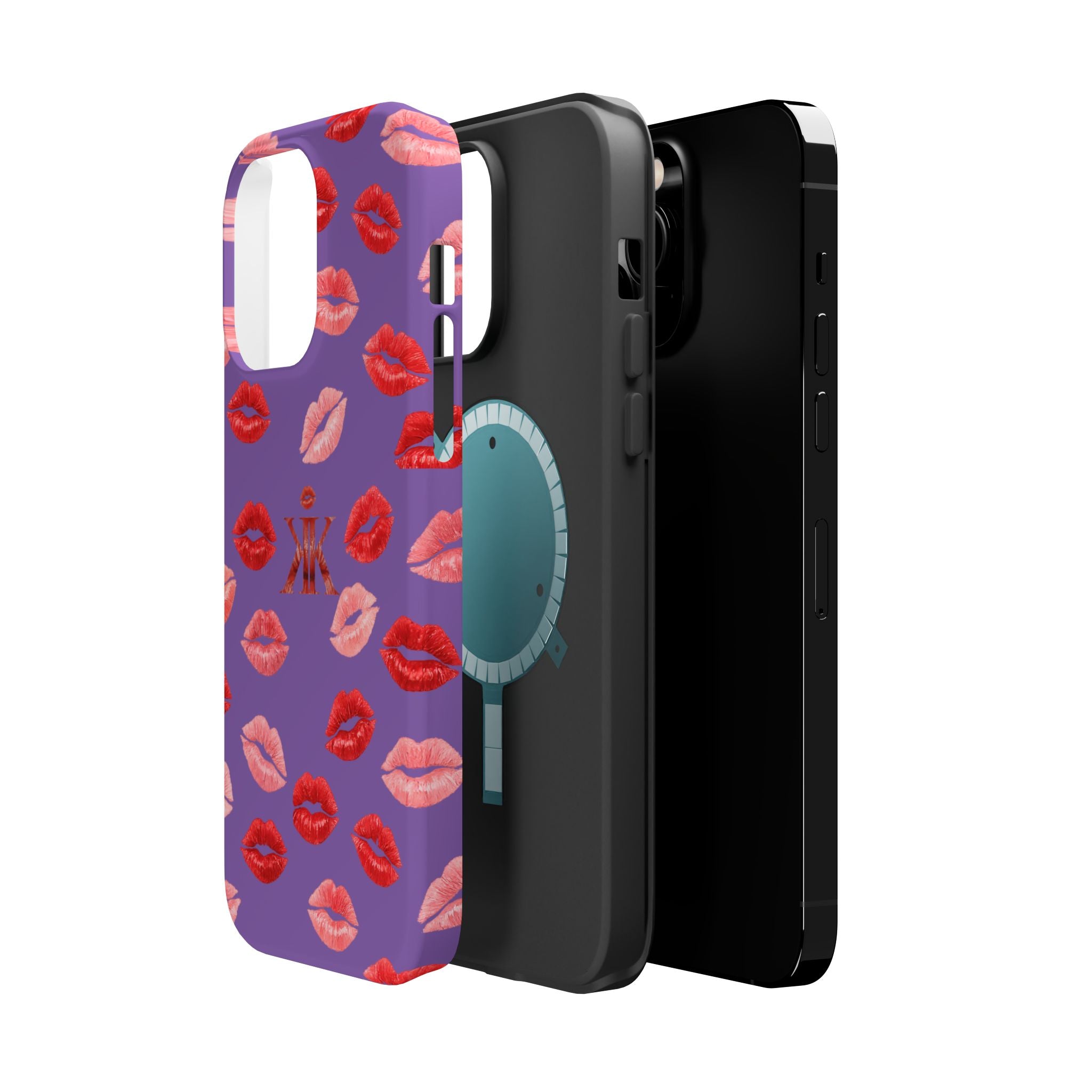 Psyche Collection Light Purple - Kiss Pattern Magnetic Impact Phone Case