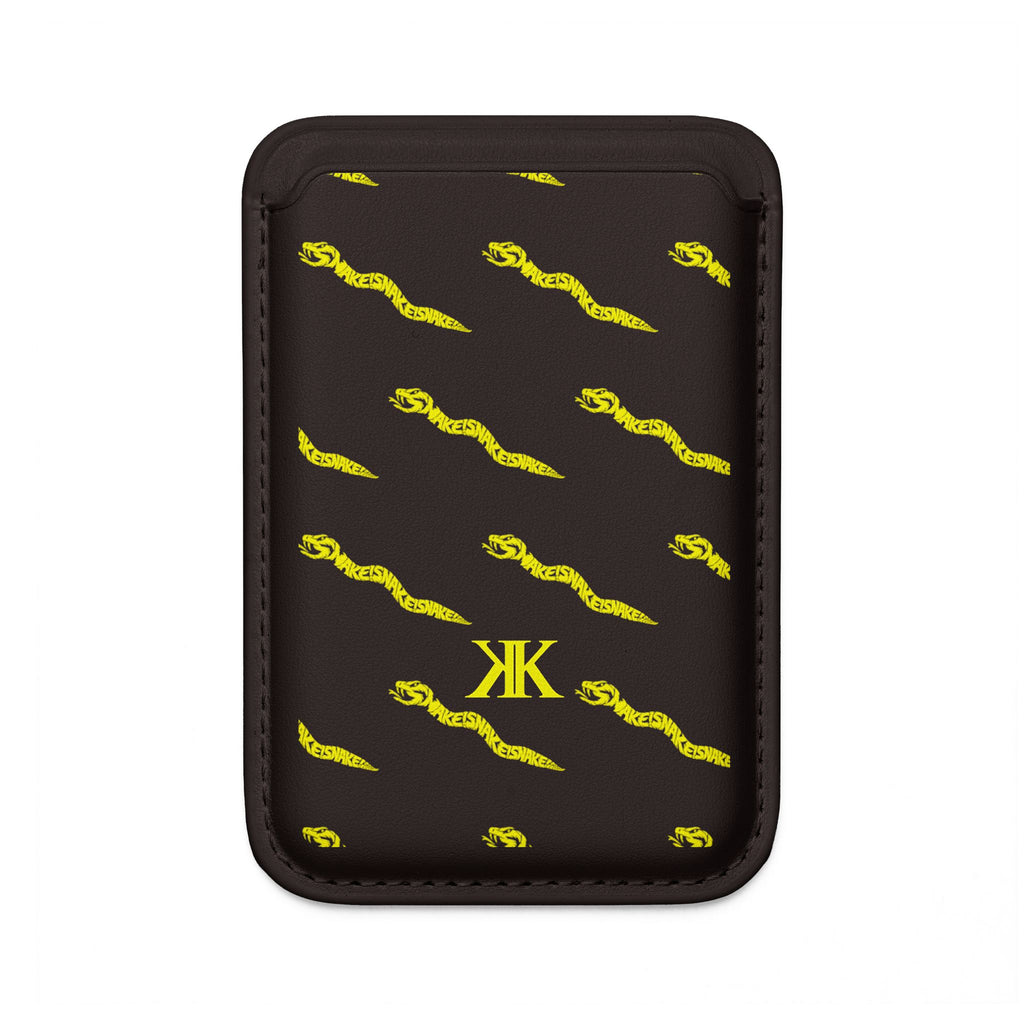 Aspis MagSafe Vegan Wallet — Yellow Snake Pattern Card Holder