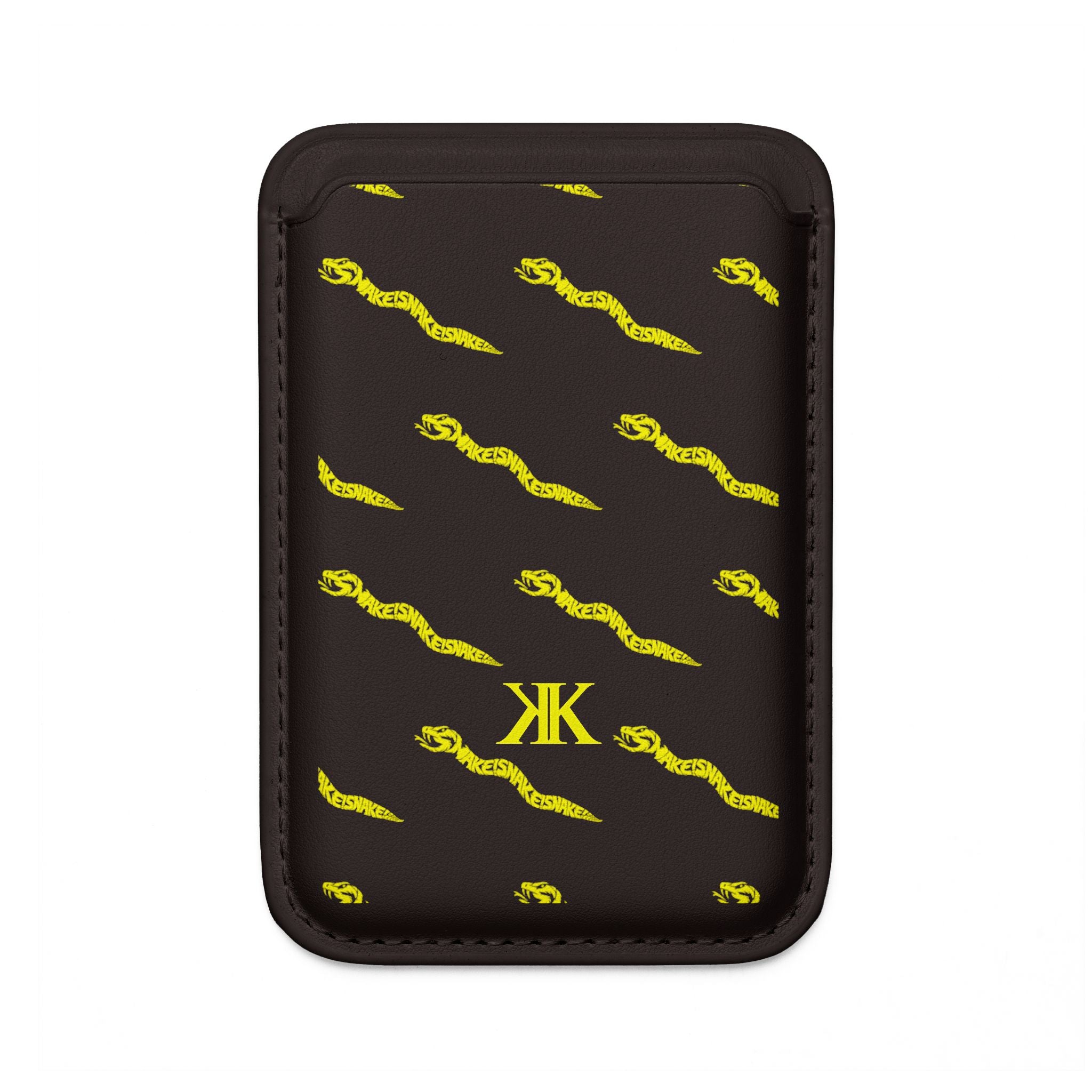 Aspis MagSafe Vegan Wallet — Yellow Snake Pattern Card Holder