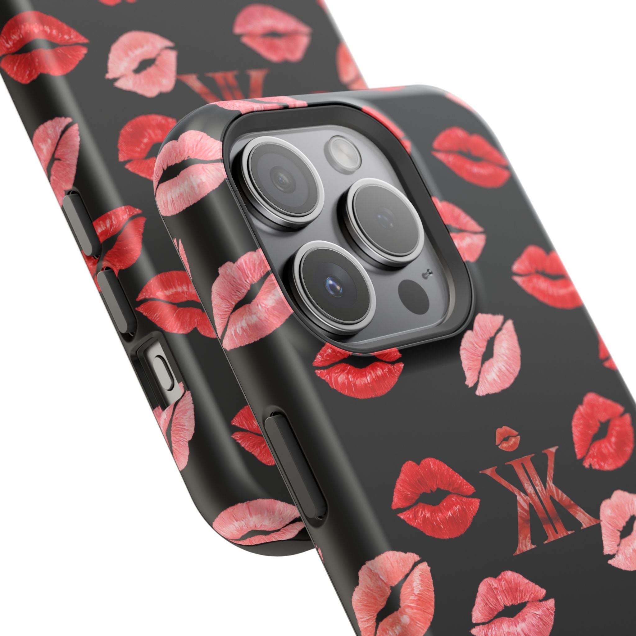 Psyche Collection BLACK - Kiss Pattern Magnetic Impact Phone Case
