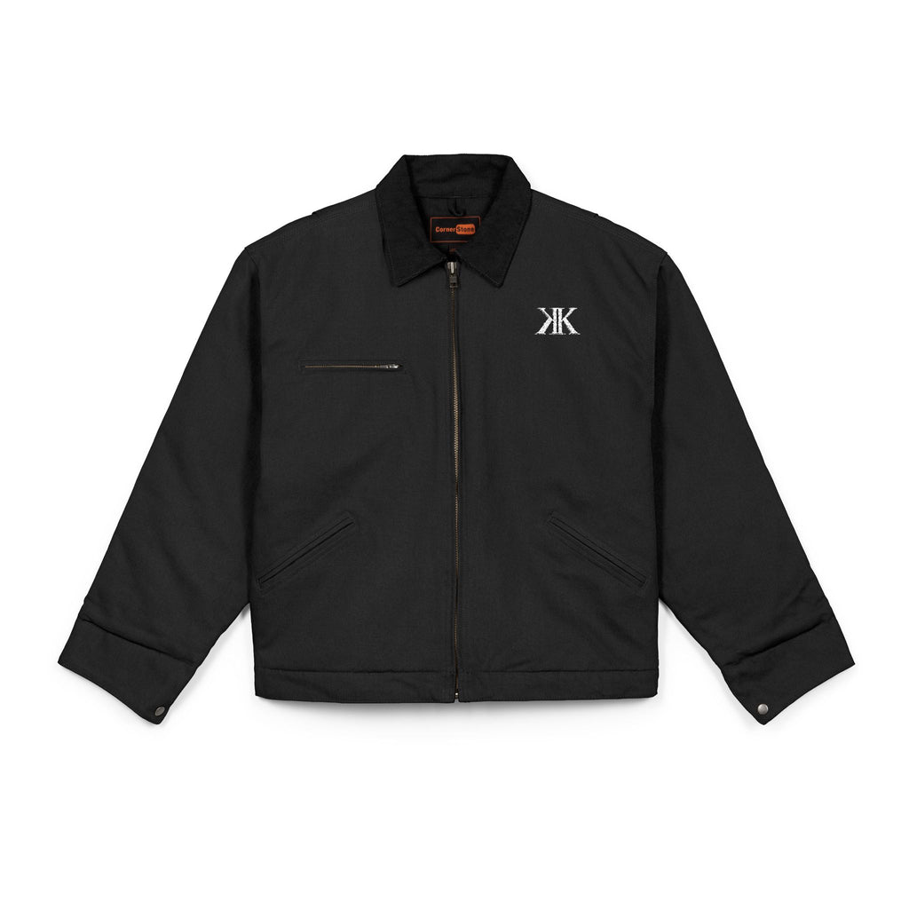 Embroidered Duck Cloth Work BLACK Jacket — Durable Brown Carpenter/Workwear Coat