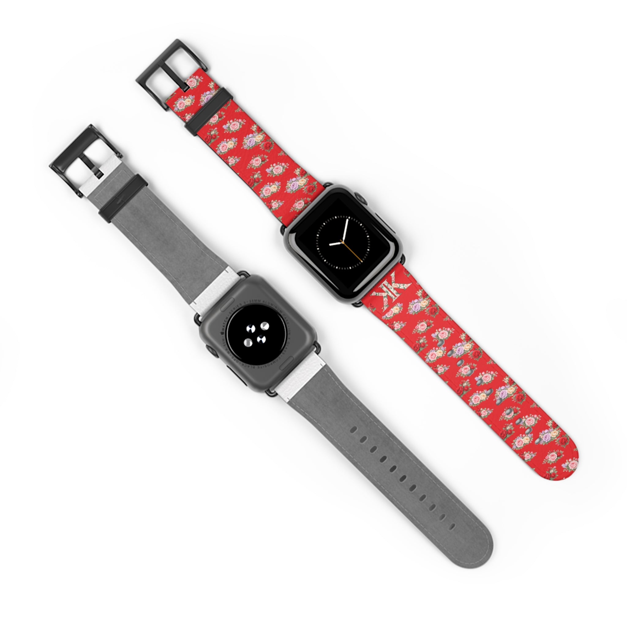 Anthos Collection RED Floral Vintage Watch Band — Apple Watch Strap