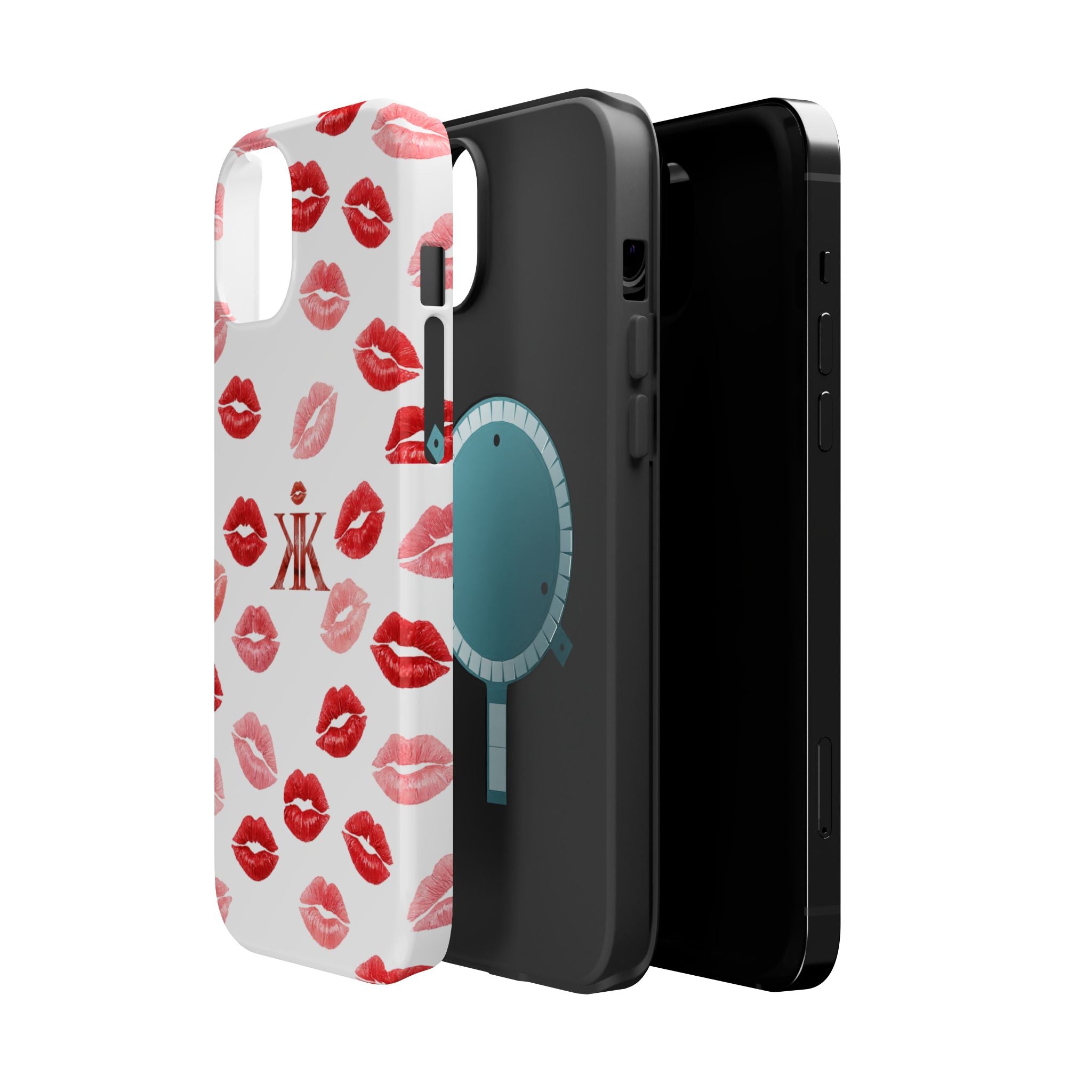 Psyche Collection White - Kiss Pattern Magnetic Impact Phone Case