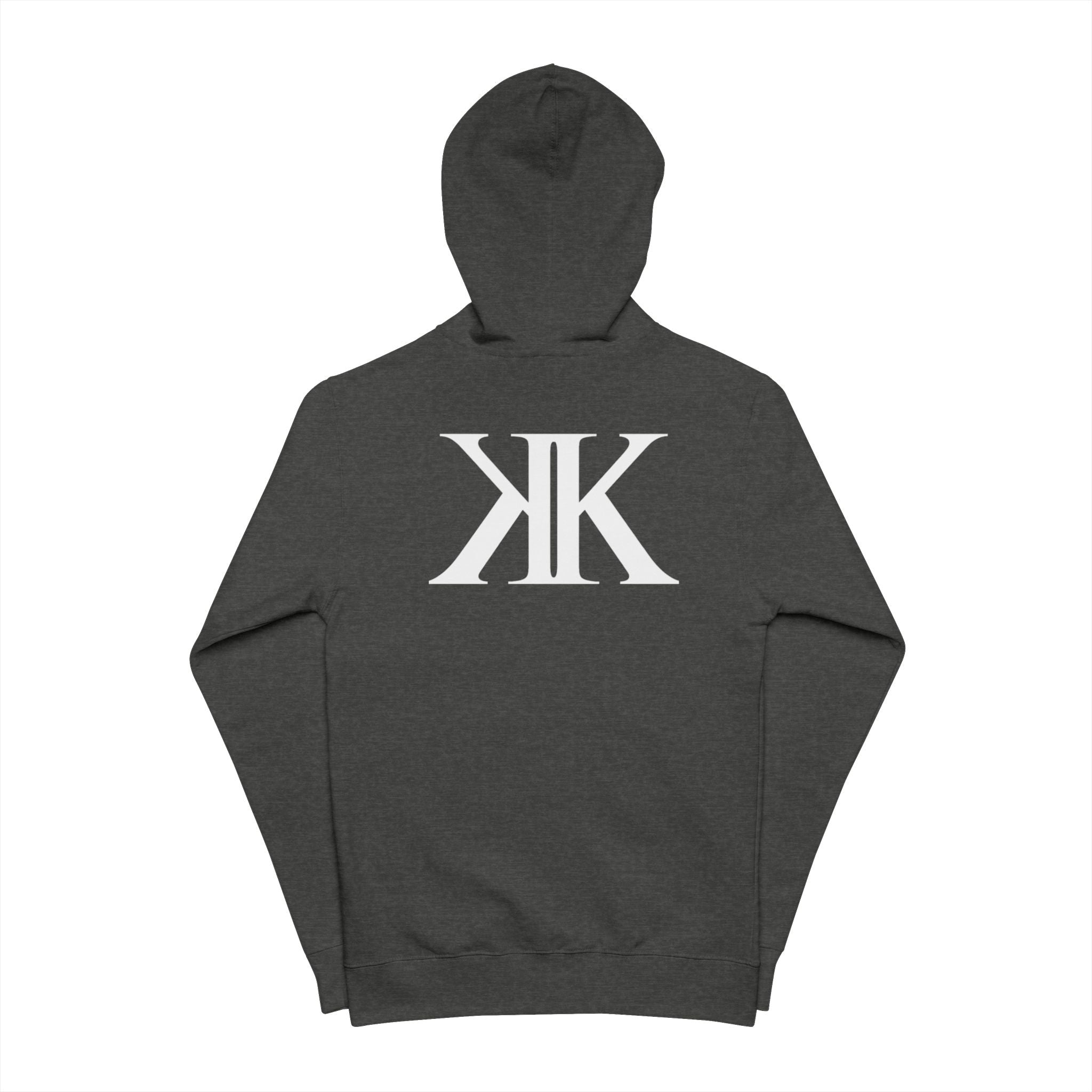 K K Monogram Zip-Up Hoodie — Minimalist Logo Fleece Jacket