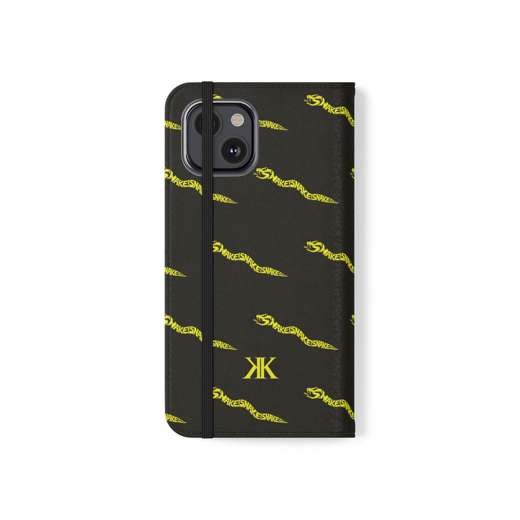 Aspis Collection Flip Case Phone Wallet — Black & Gold Kairos Kosmos Pattern