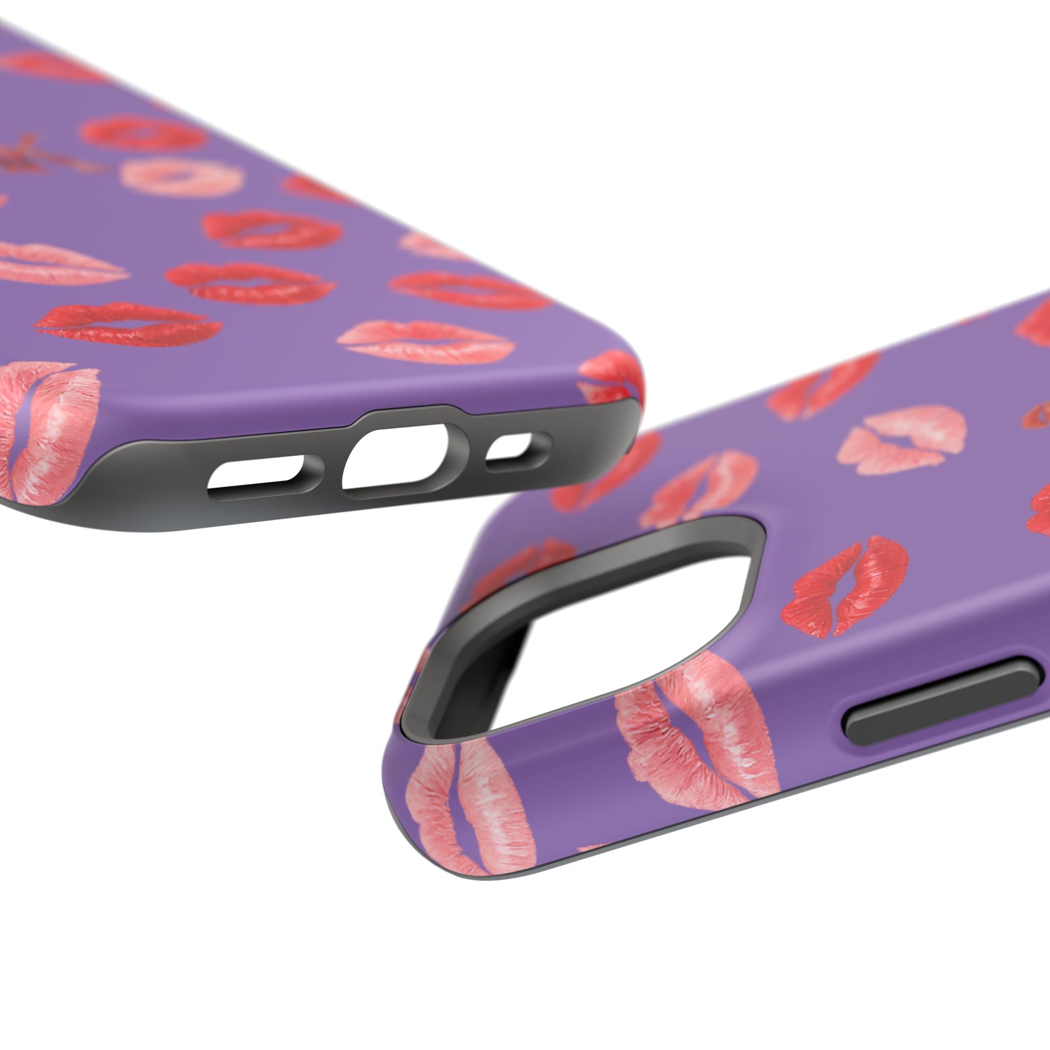 Psyche Collection Light Purple - Kiss Pattern Magnetic Impact Phone Case