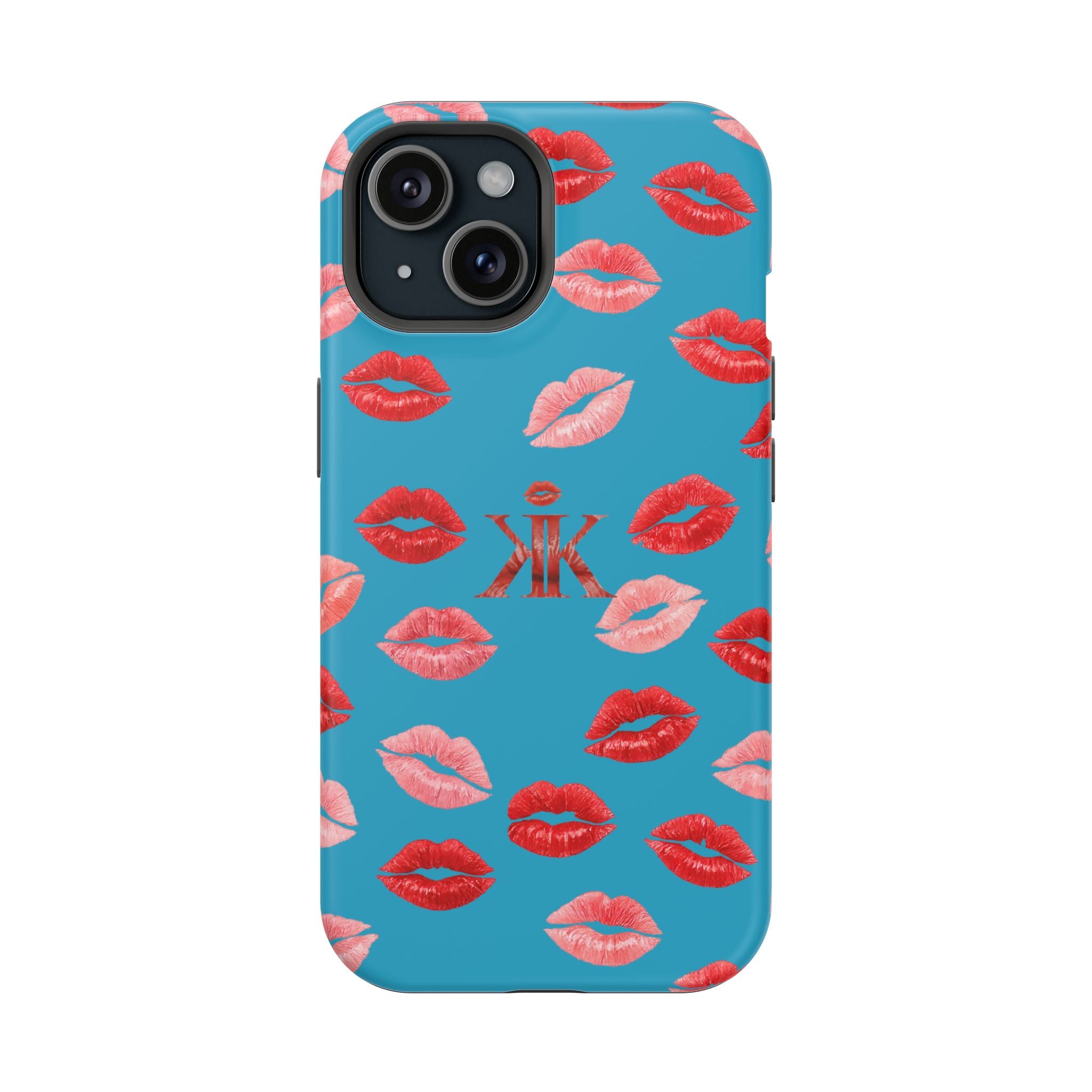 Psyche Collection Turquoise - Kiss Pattern Magnetic Impact Phone Case