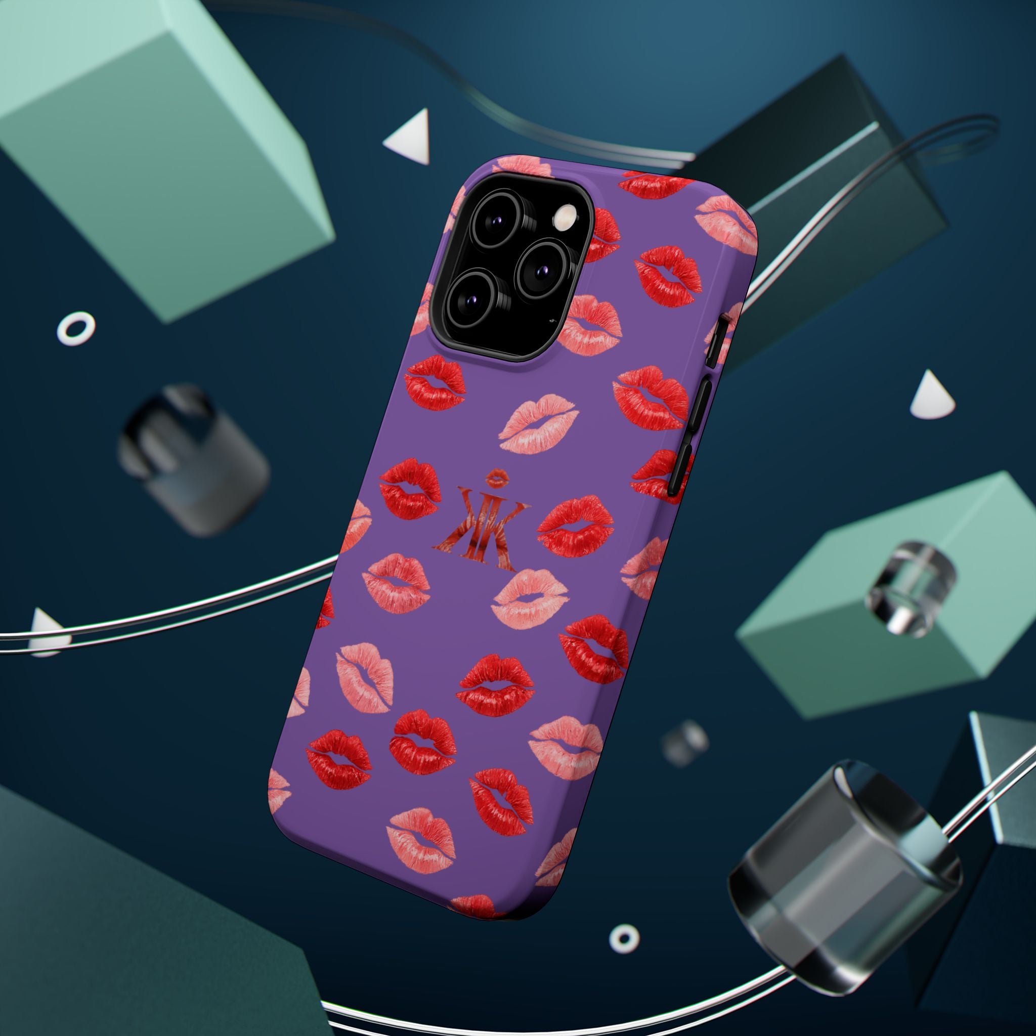 Psyche Collection Light Purple - Kiss Pattern Magnetic Impact Phone Case