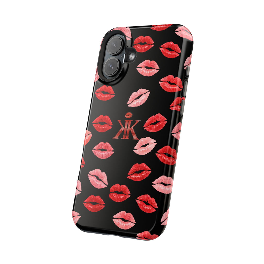 Psyche Collection BLACK - Kiss Pattern Magnetic Impact Phone Case