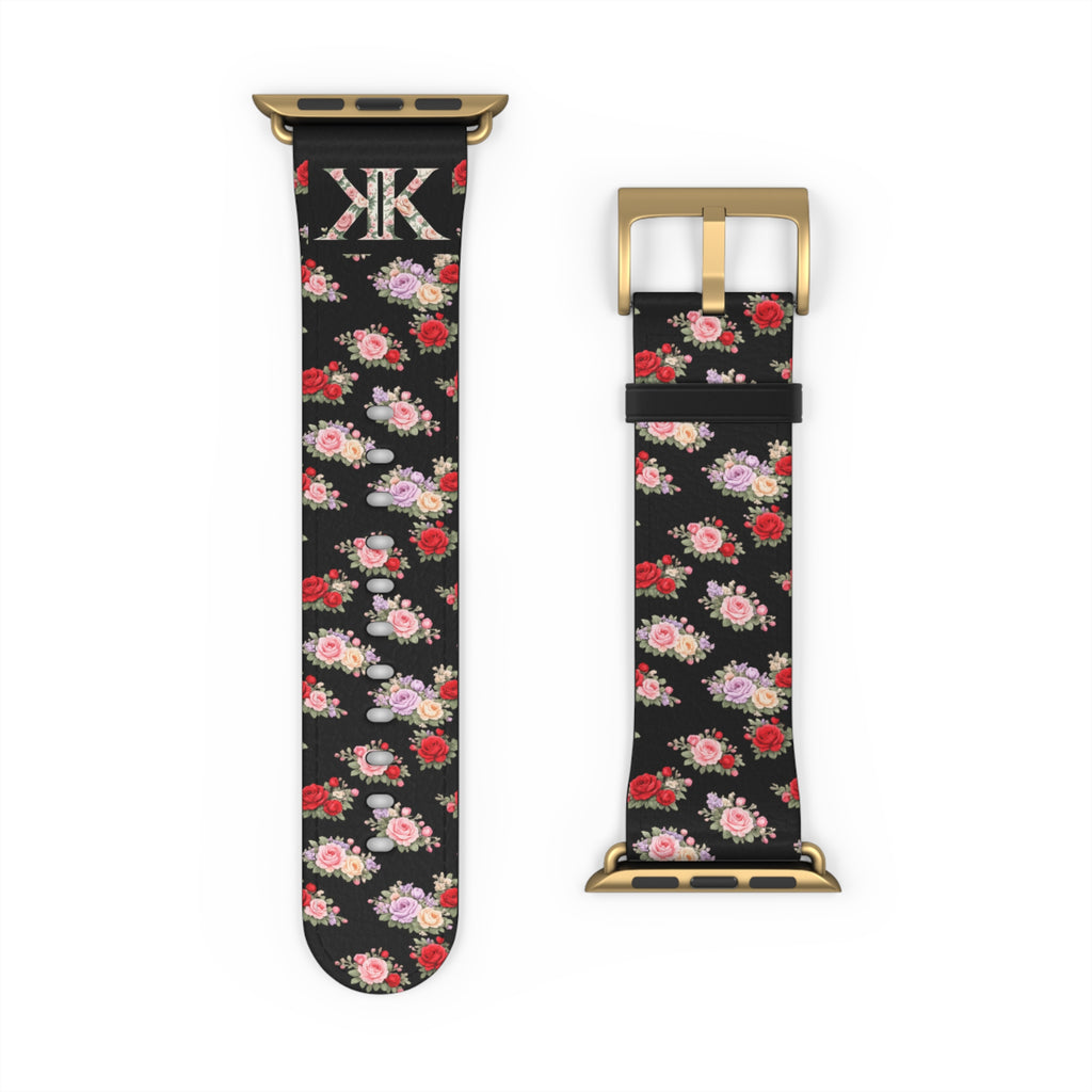 Anthos Collection BLACK Floral Vintage Watch Band — Apple Watch Strap