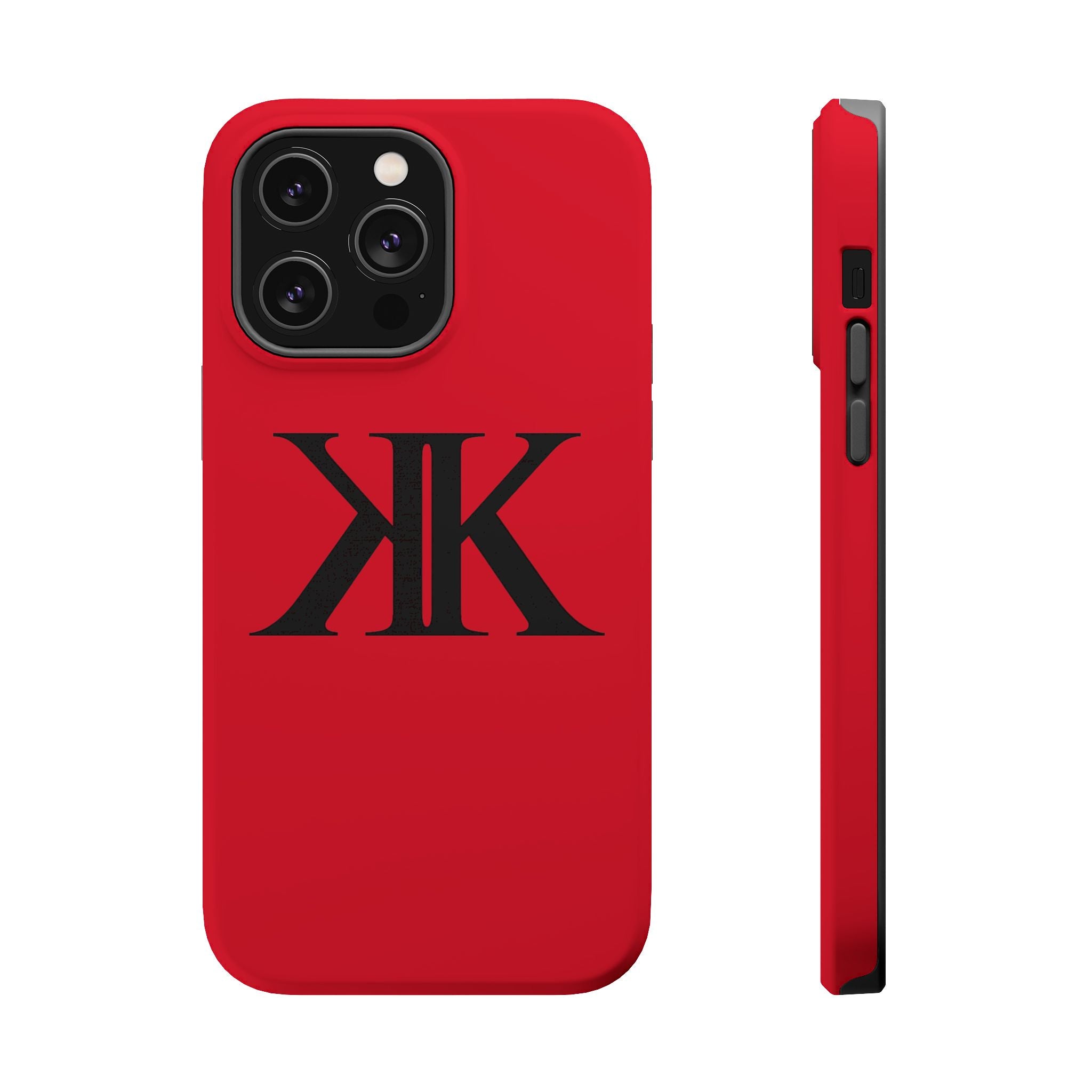 Magnetic Impact-Resistant RED Case with Bold KK Monogram