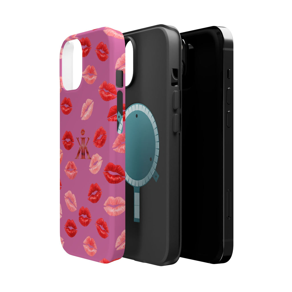 Psyche Collection Light Pink - Kiss Pattern Magnetic Impact Phone Case