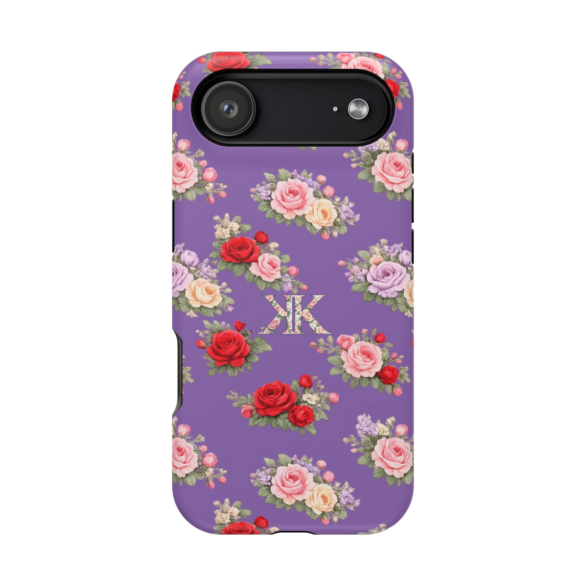 Anthos Collection Light Purple Vintage Floral Rose Pattern Magnetic Impact-Resistant Phone Case