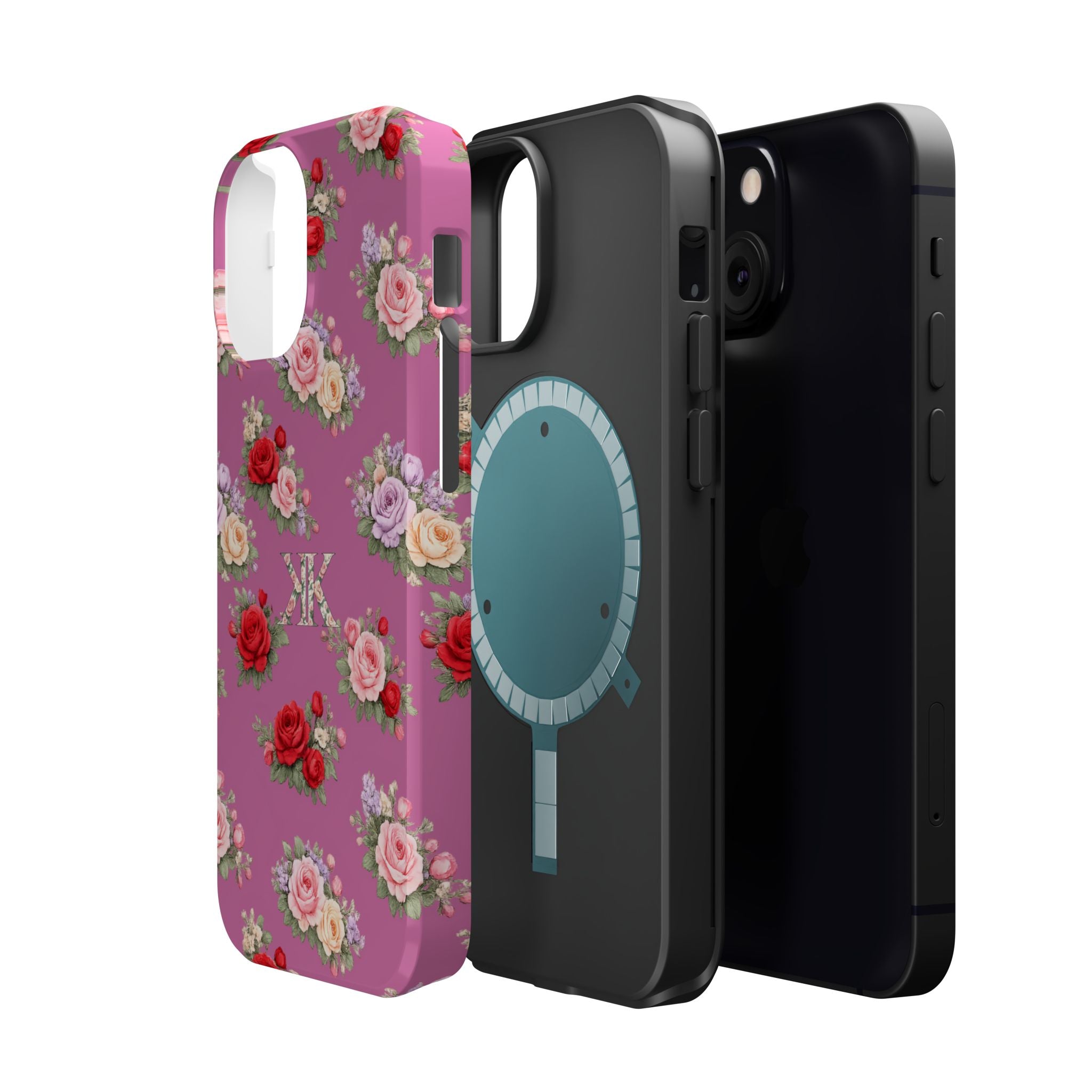 Anthos Collection Light Pink  Vintage Floral Rose Pattern Magnetic Impact-Resistant Phone Case