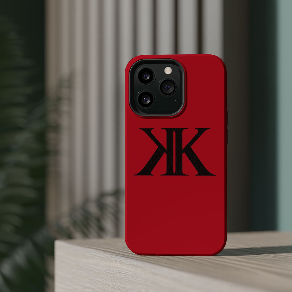 Magnetic Impact-Resistant RED Case with Bold KK Monogram