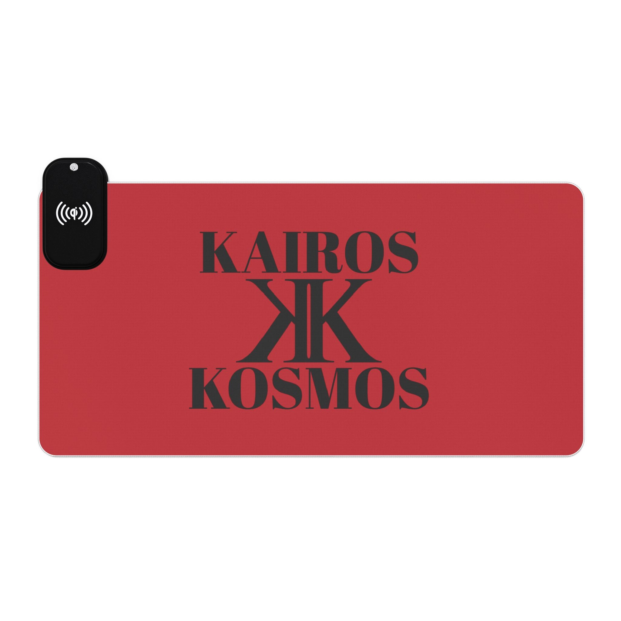 LED Wireless Charging Gaming Mouse Pad RED — Kairos Kosmos Logo Desk Mat