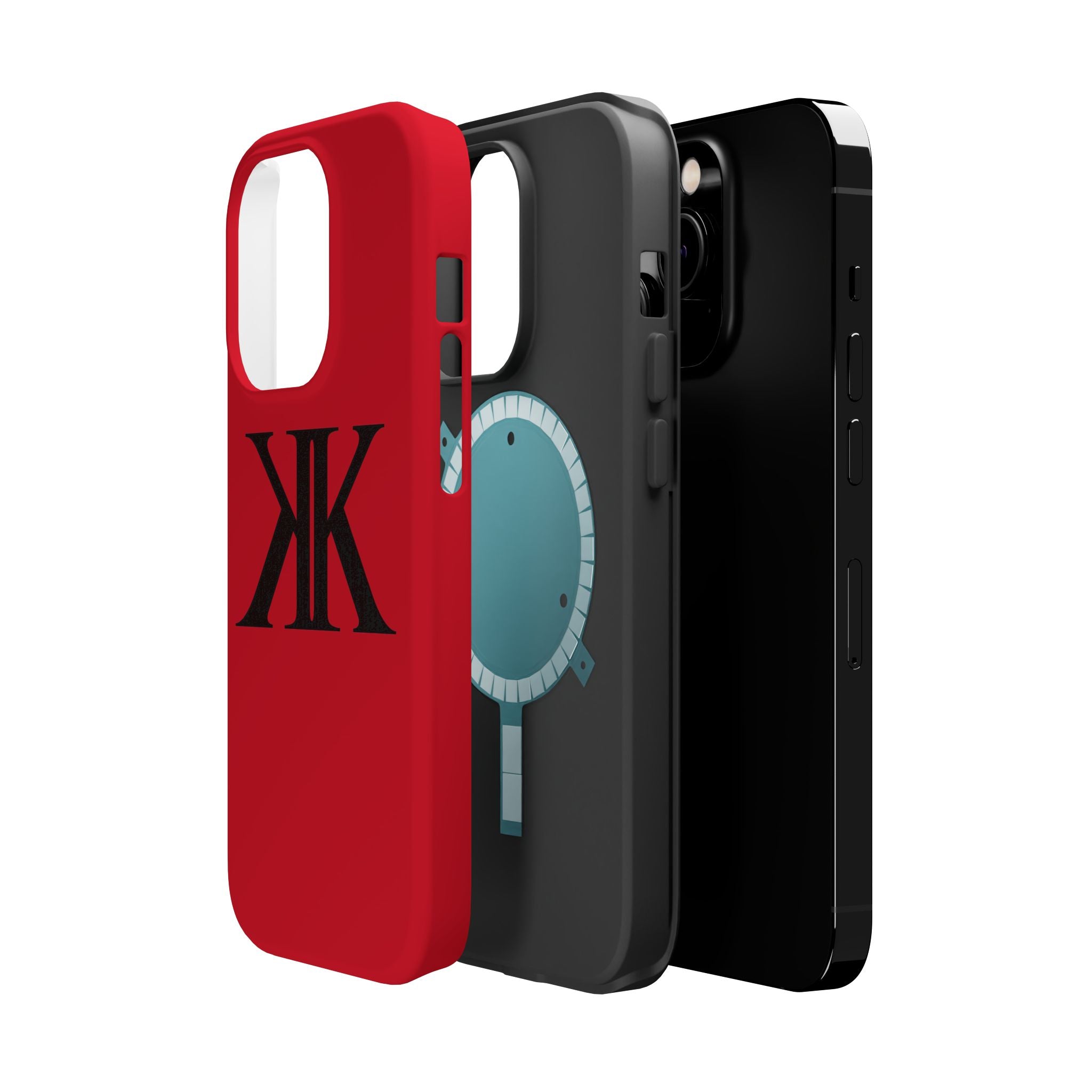Magnetic Impact-Resistant RED Case with Bold KK Monogram