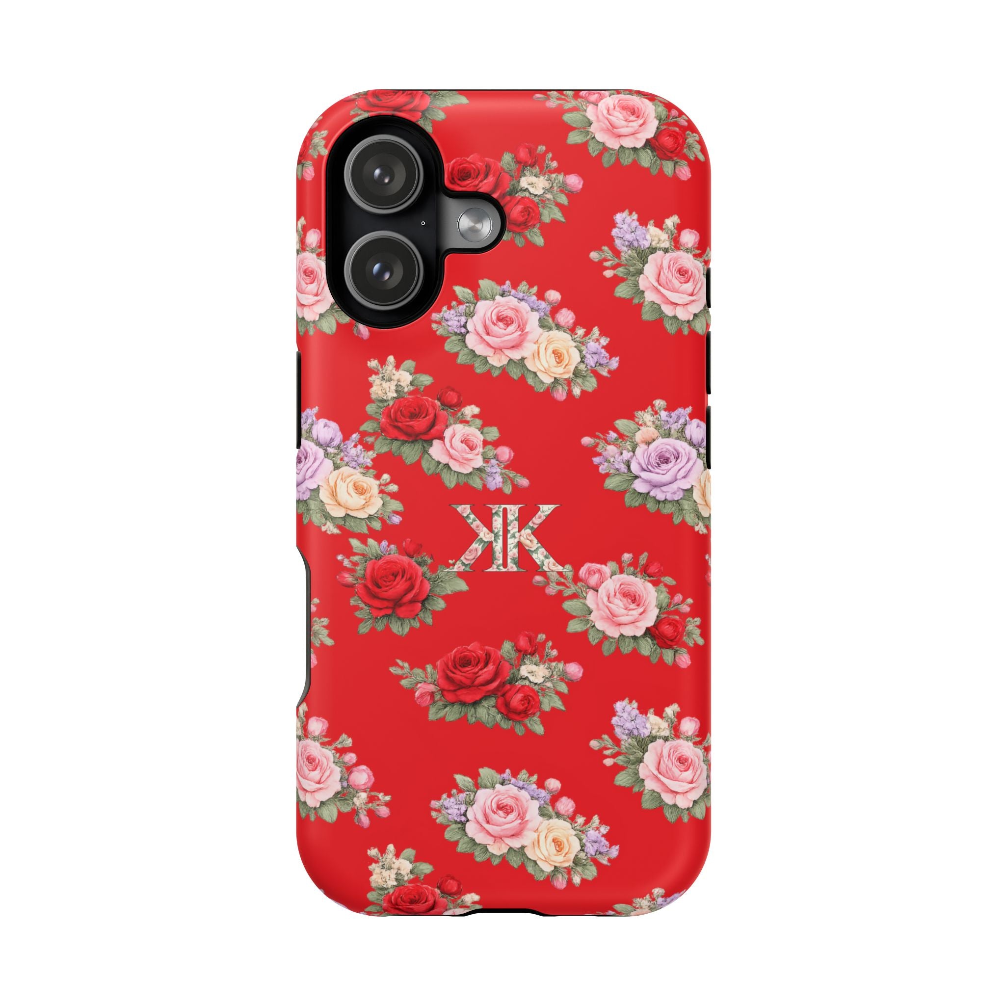 Anthos Collection RED Vintage Floral Rose Pattern Magnetic Impact-Resistant Phone Case