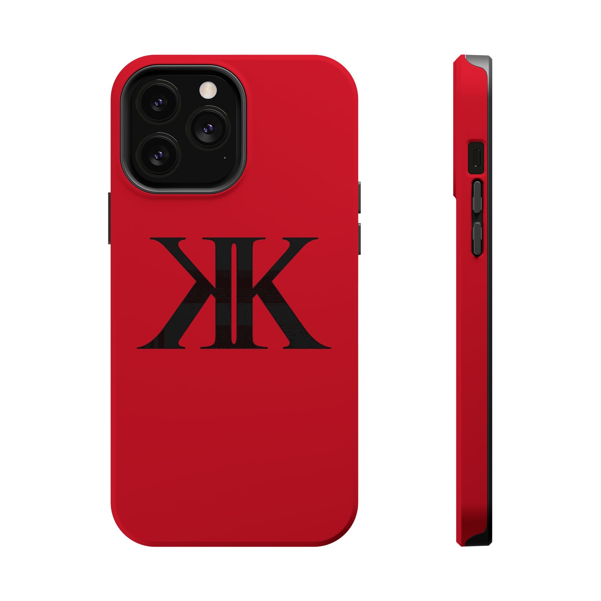 Magnetic Impact-Resistant RED Case with Bold KK Monogram