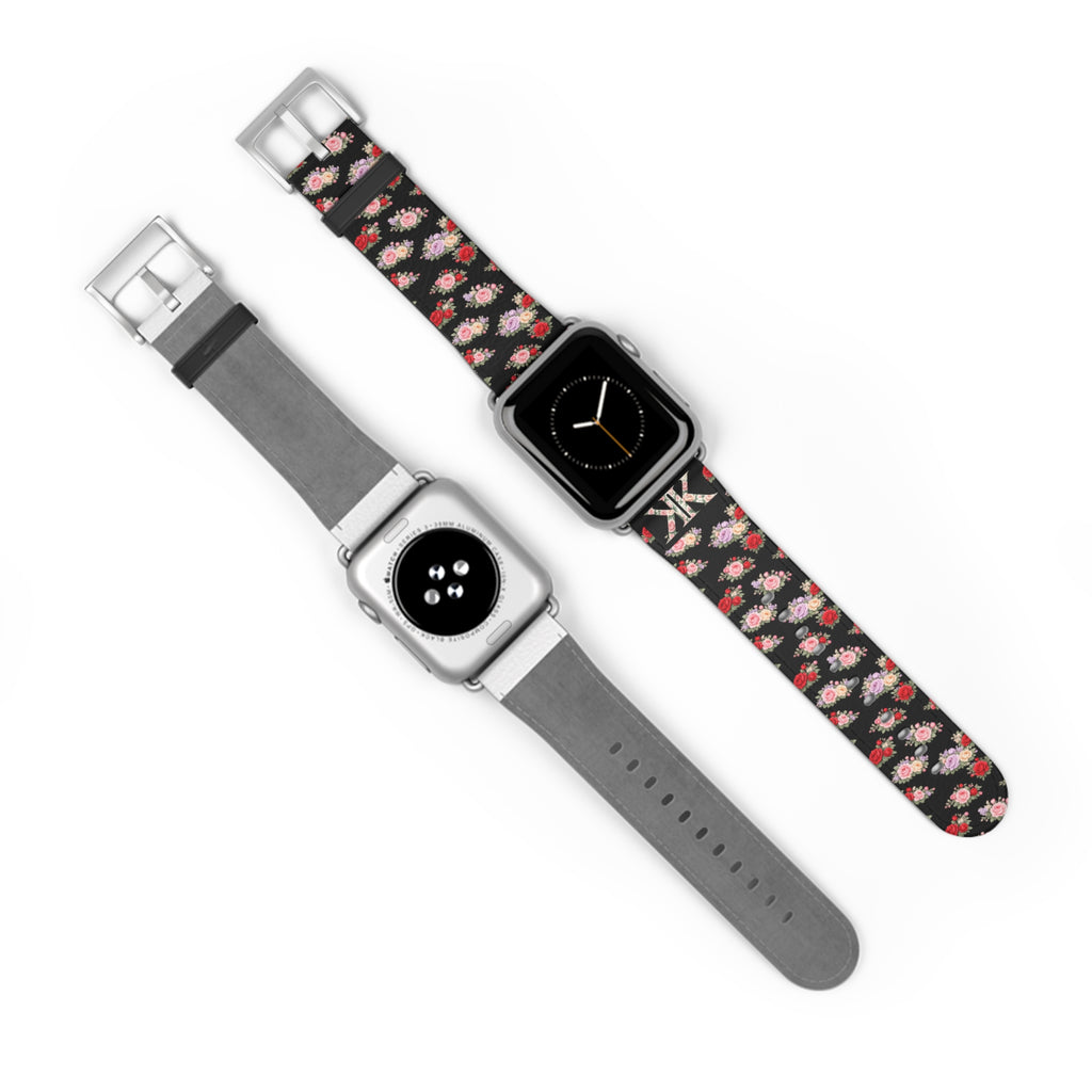 Anthos Collection BLACK Floral Vintage Watch Band — Apple Watch Strap