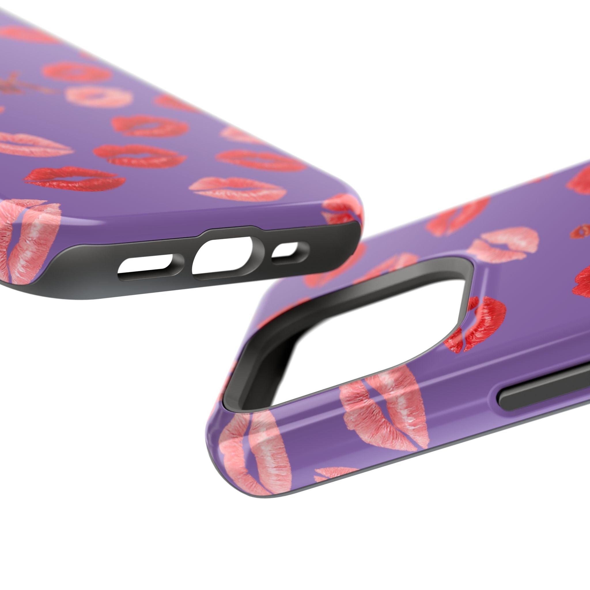 Psyche Collection Light Purple - Kiss Pattern Magnetic Impact Phone Case