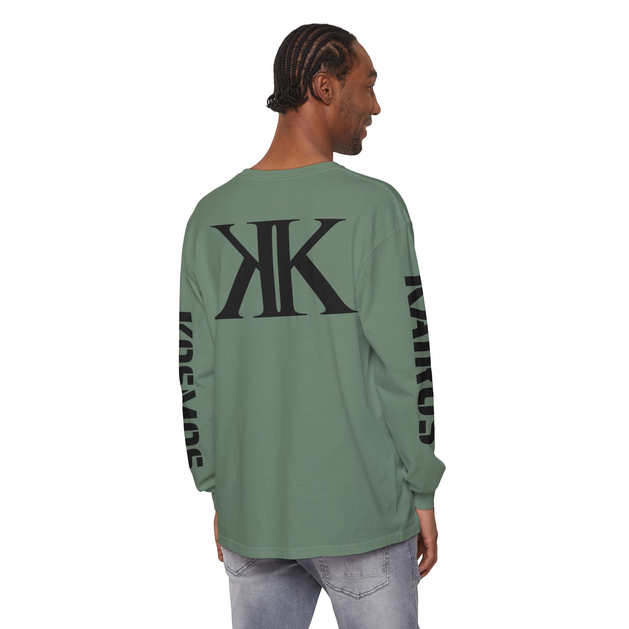 KOSMOS Monogram Uni-Sex Long Sleeve Tee — Bold Black Logo Sleeve Shirt