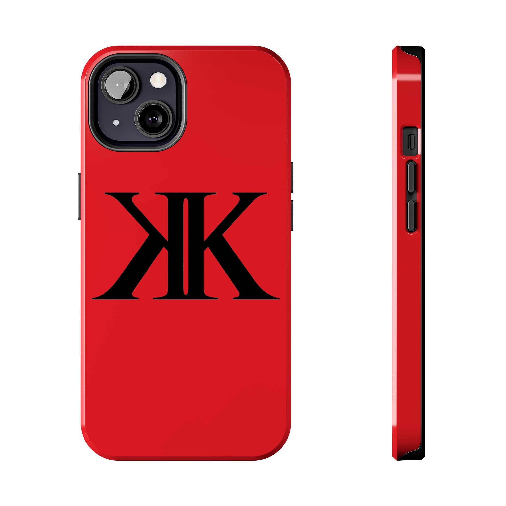 Monogram 'KK' RED Tough Phone Case — Minimal Black Initials Protective Cover