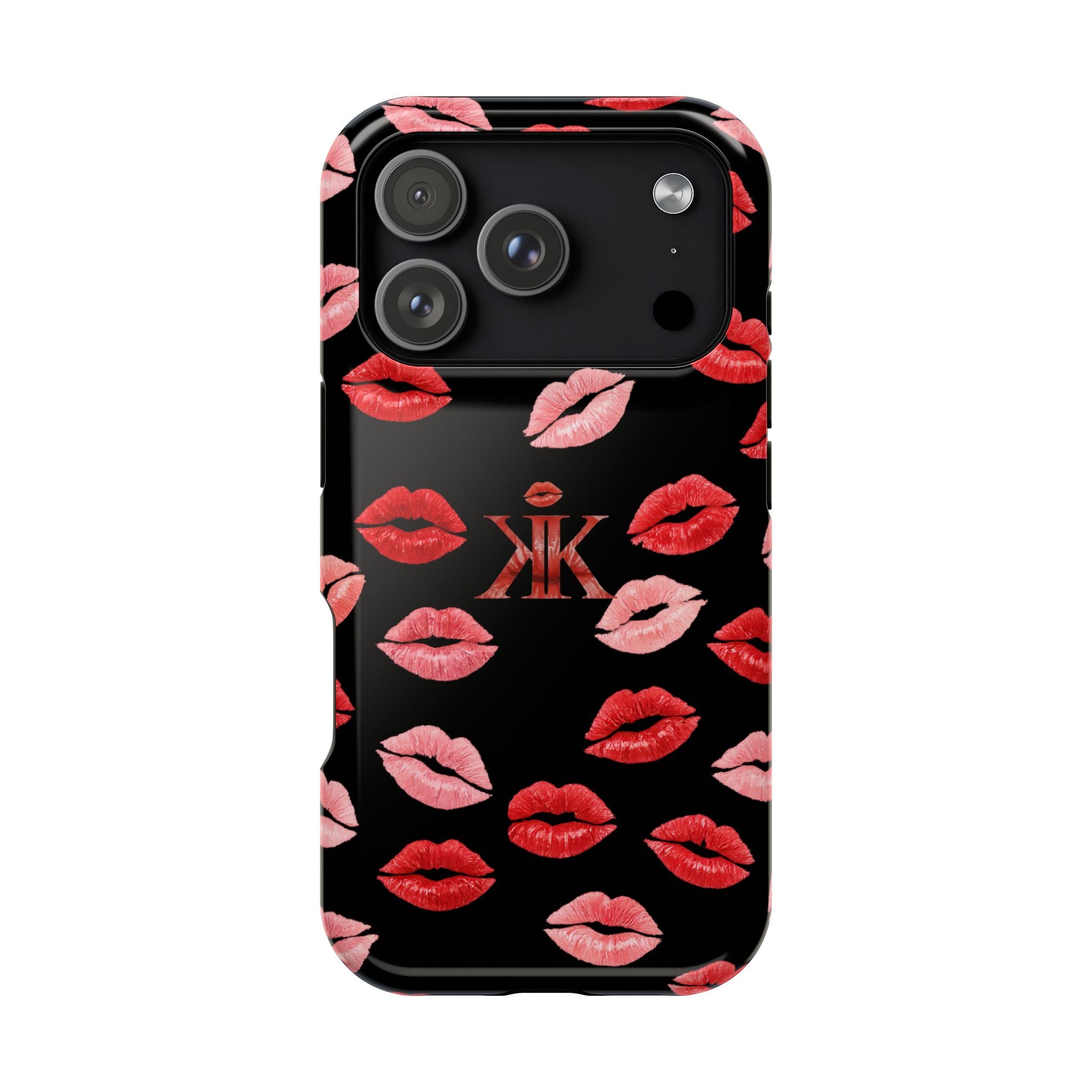 Psyche Collection BLACK - Kiss Pattern Magnetic Impact Phone Case